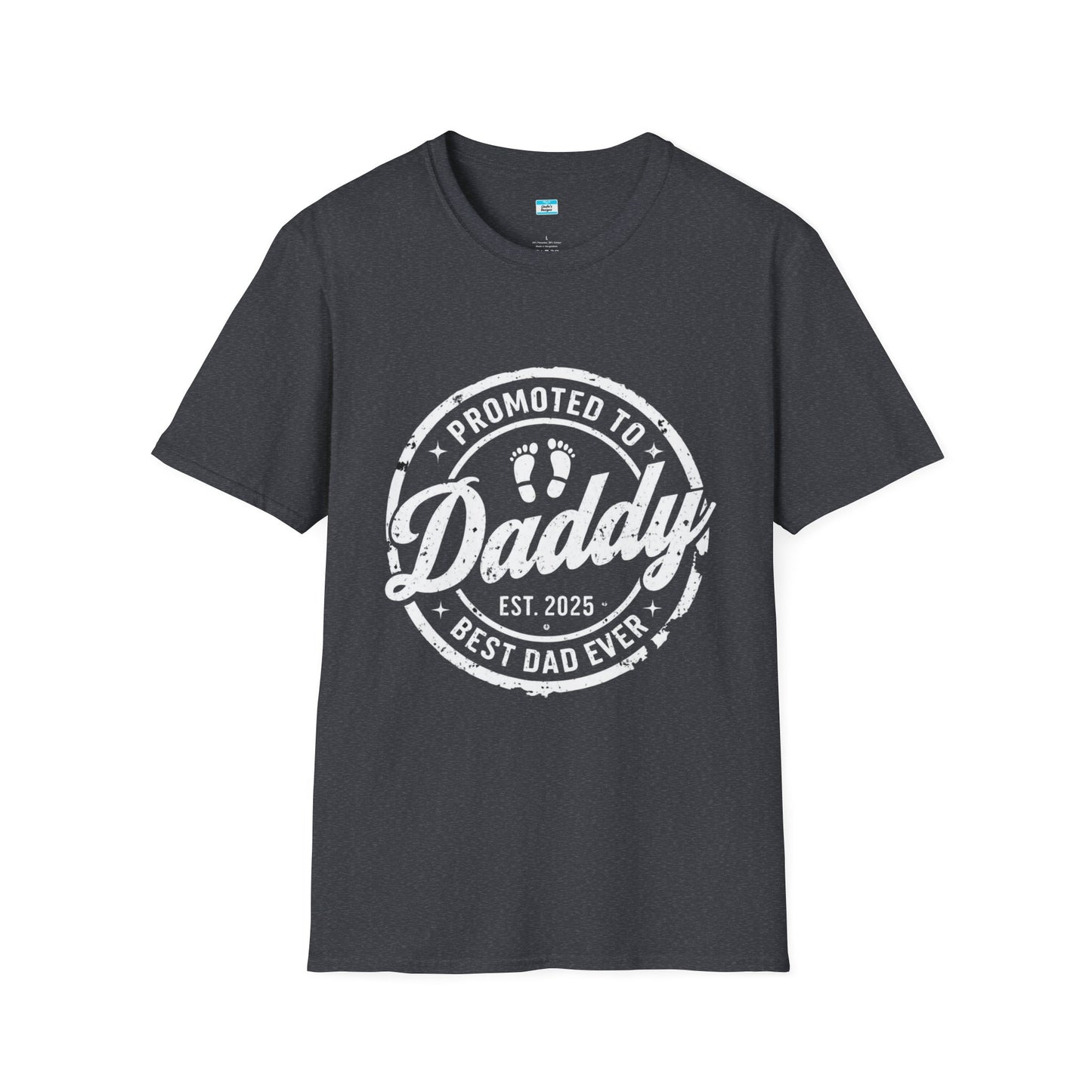 Promoted to Daddy Est. 2025 T-Shirt – New Dad Gift, First Father’s Day Tee, Best Dad Ever Shirt