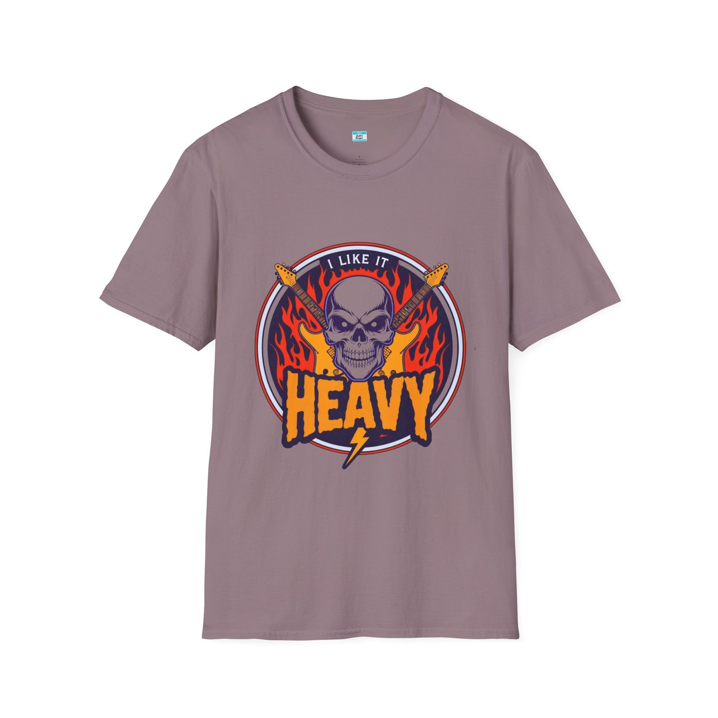 I Like It Heavy T-Shirt – Skull, Flames & Guitars Heavy Metal Rock Tee