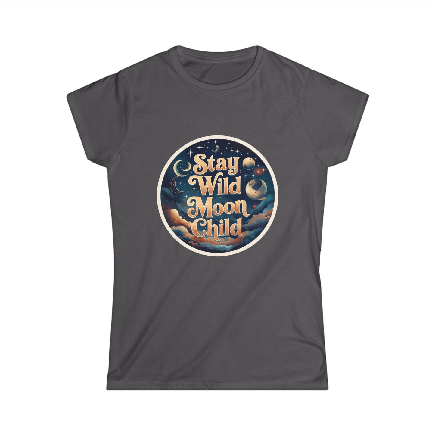 Stay Wild Moon Child T-Shirt - Retro Celestial Graphic Tee for Women, Moon Phases Shirt, Spiritual Boho Aesthetic Tee