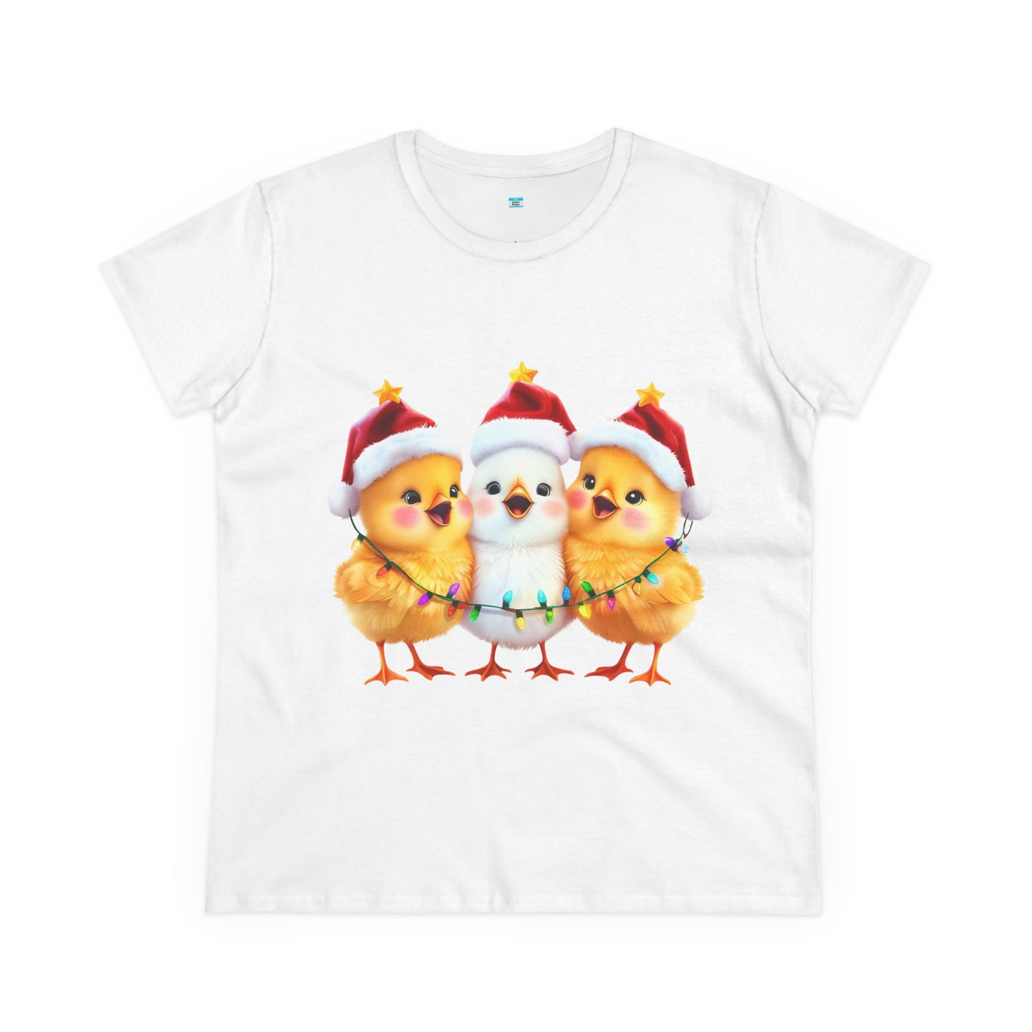 Christmas Chicks T-Shirt β Cute Santa Hat & Holiday Lights Farm Animal Tee