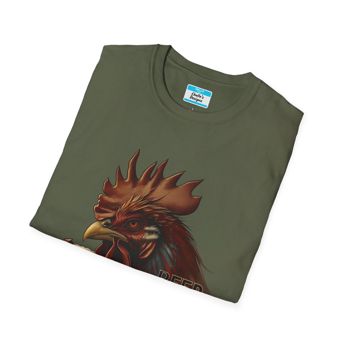 Beer & Wings T-Shirt | Funny Chicken Drinking Beer Graphic Tee for Men & Women