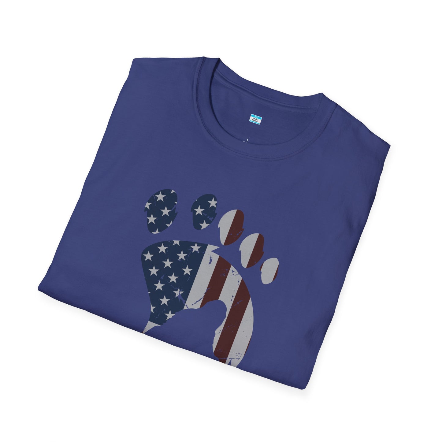 Patriotic Bigfoot Footprint T-Shirt, American Flag Sasquatch USA Tee
