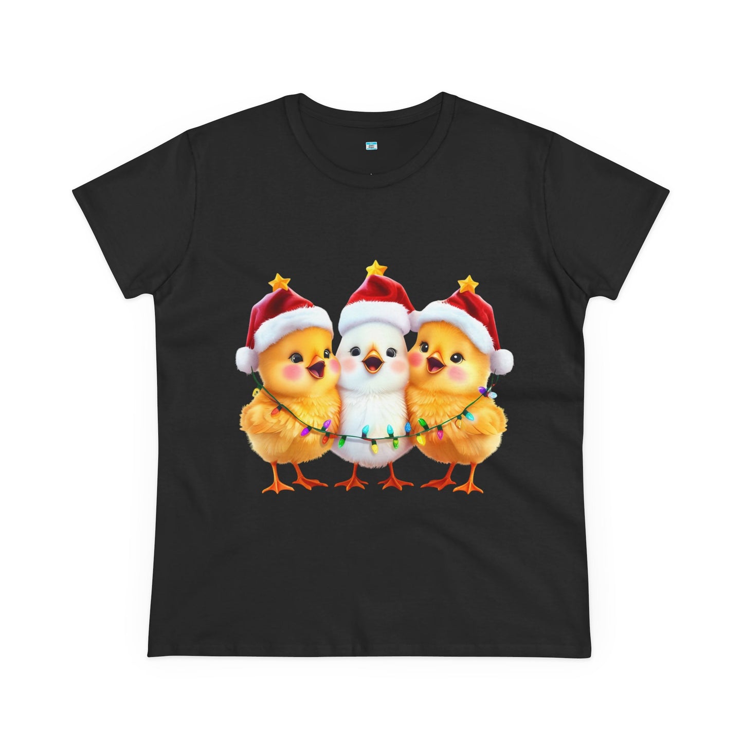 Christmas Chicks T-Shirt β Cute Santa Hat & Holiday Lights Farm Animal Tee