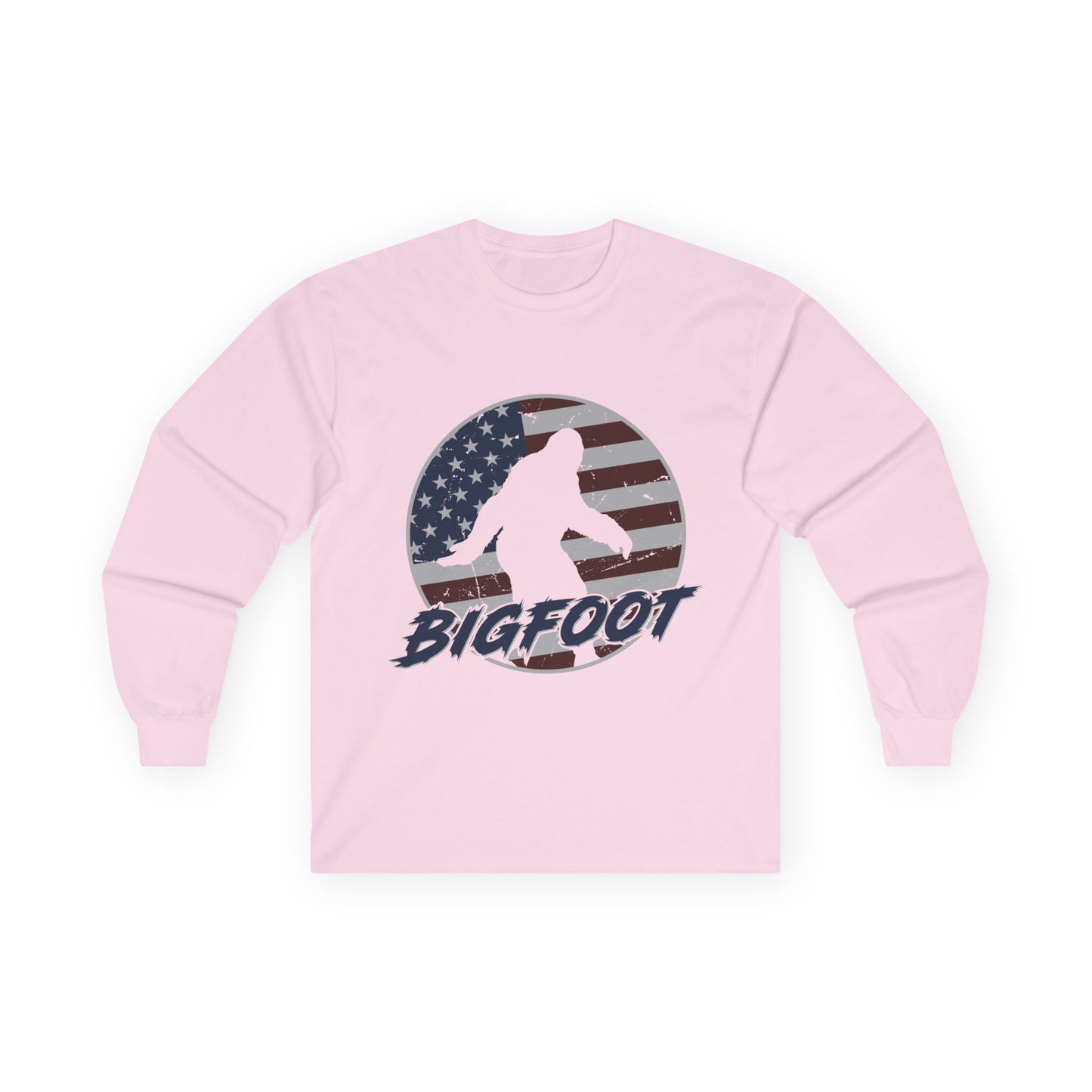 Bigfoot American Flag Long Sleeve Shirt – Patriotic Sasquatch USA Tee