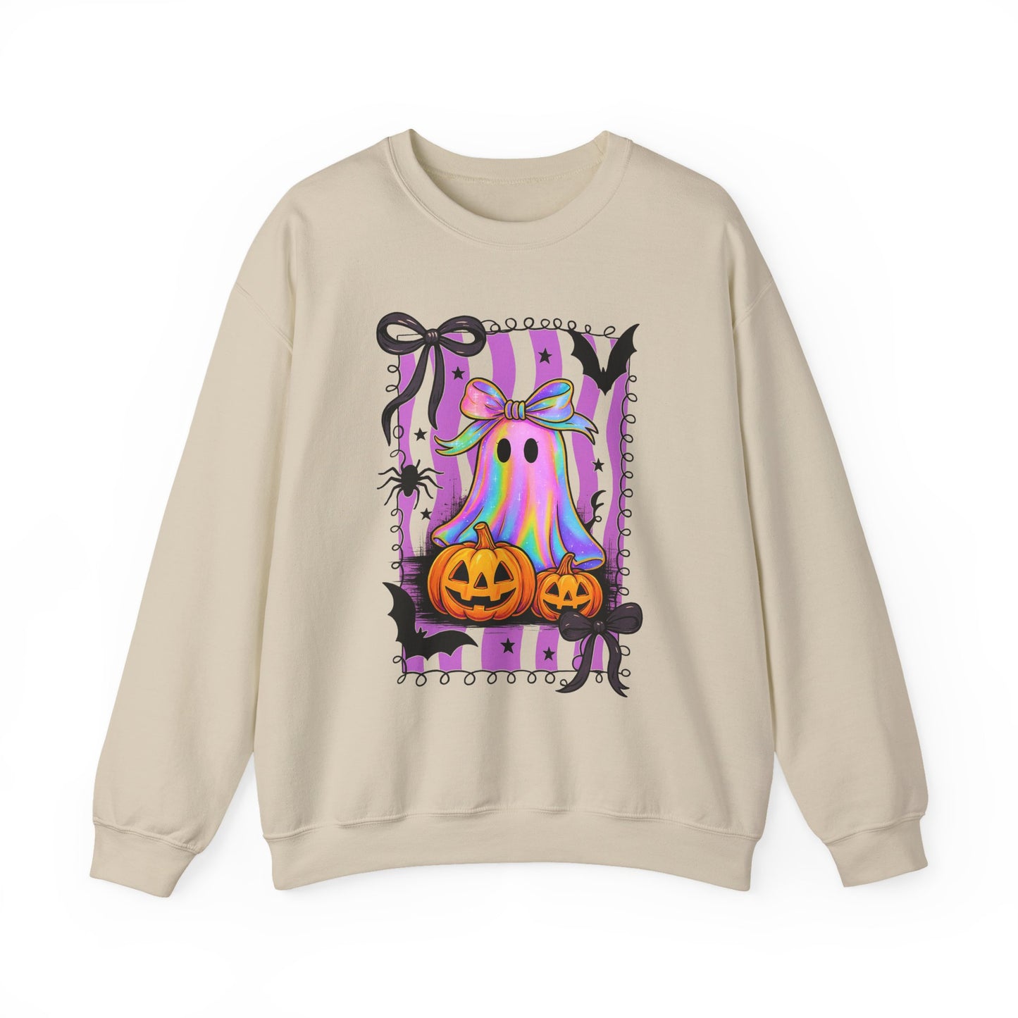 Pastel Ghost Halloween Sweatshirt | Kawaii Spooky Cute Oversized Crewneck with Pumpkins