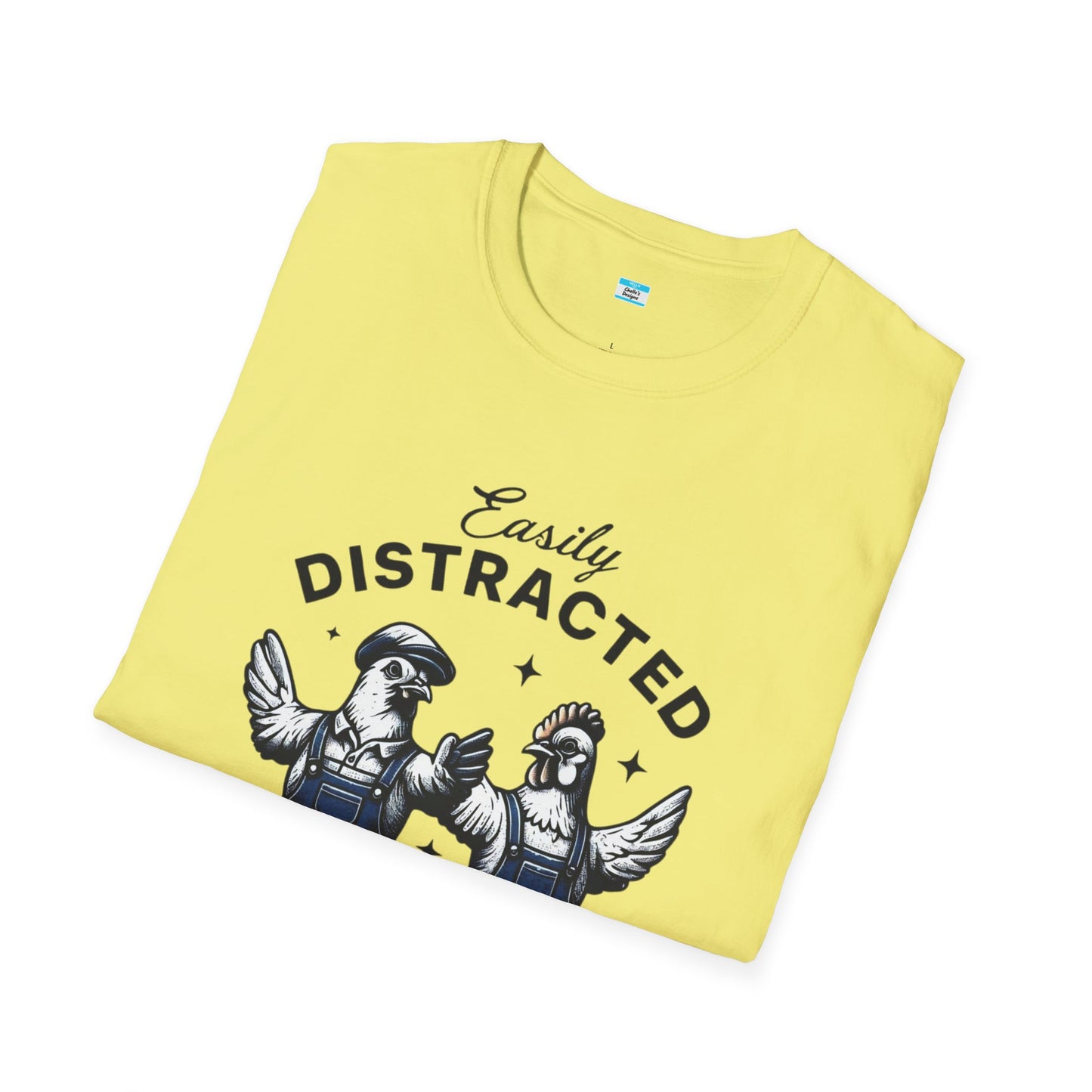 Easily Distracted by Peckers T-Shirt – Funny Chicken Graphic Tee, Farm Animal Humor Shirt