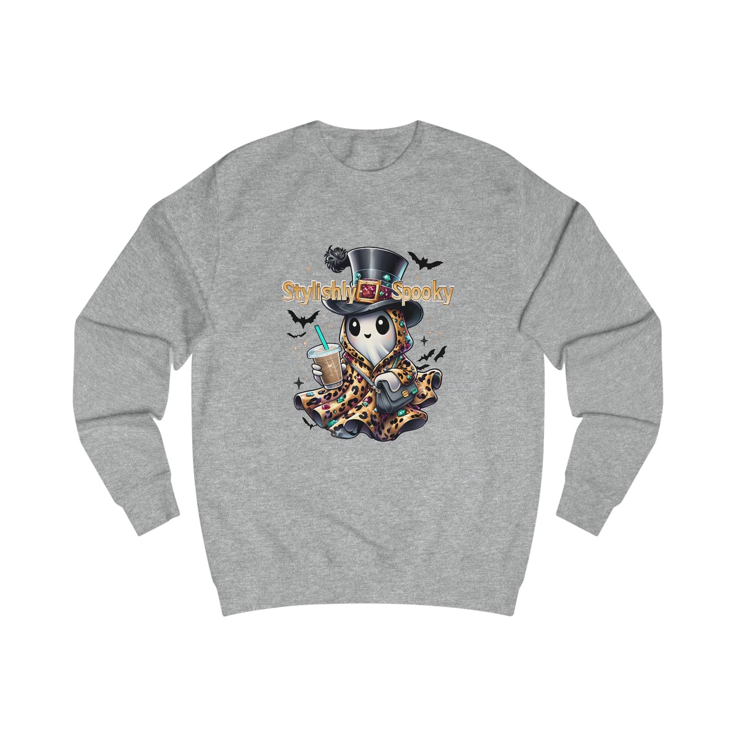 Stylishly Spooky Leopard Ghost Sweatshirt – Cozy Fall Halloween Pullover