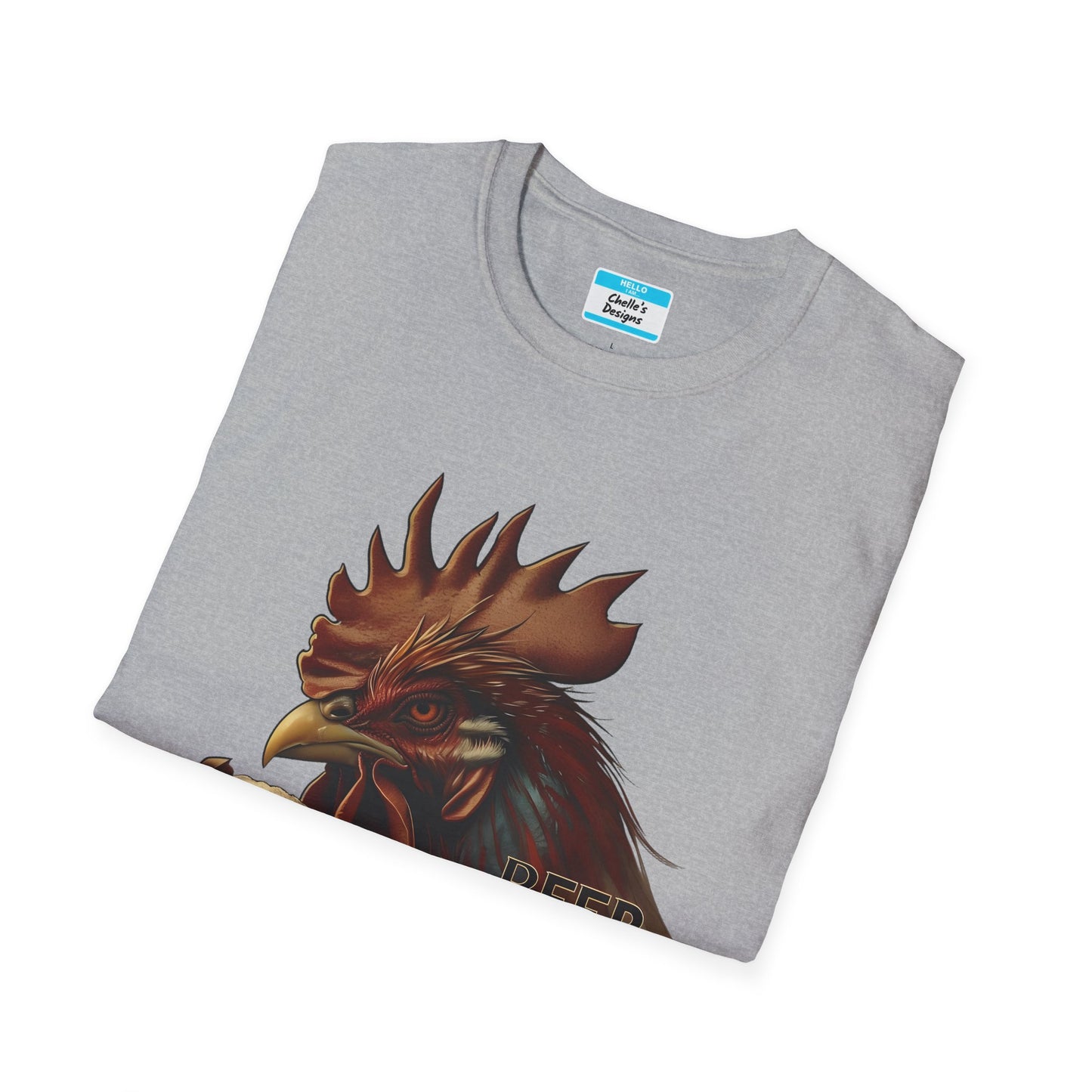 Beer & Wings T-Shirt | Funny Chicken Drinking Beer Graphic Tee for Men & Women