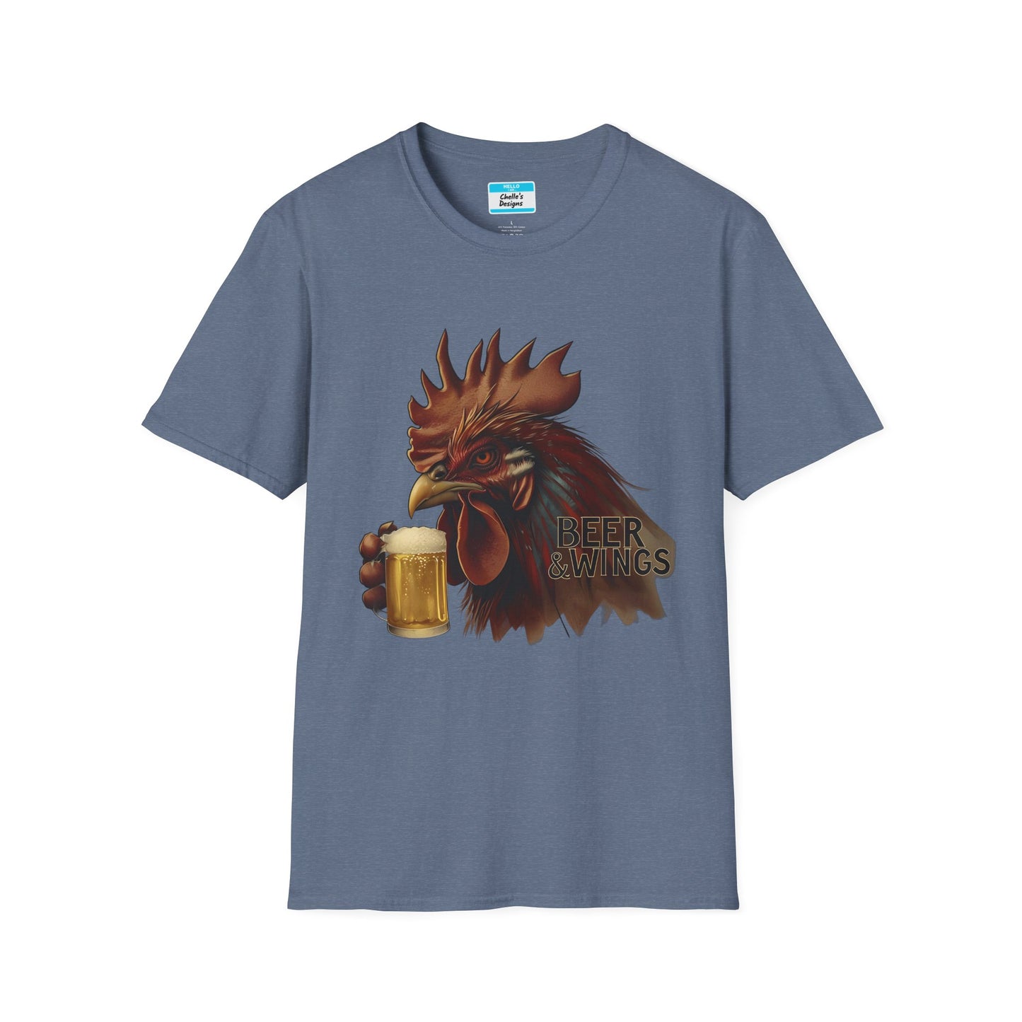 Beer & Wings T-Shirt | Funny Chicken Drinking Beer Graphic Tee for Men & Women