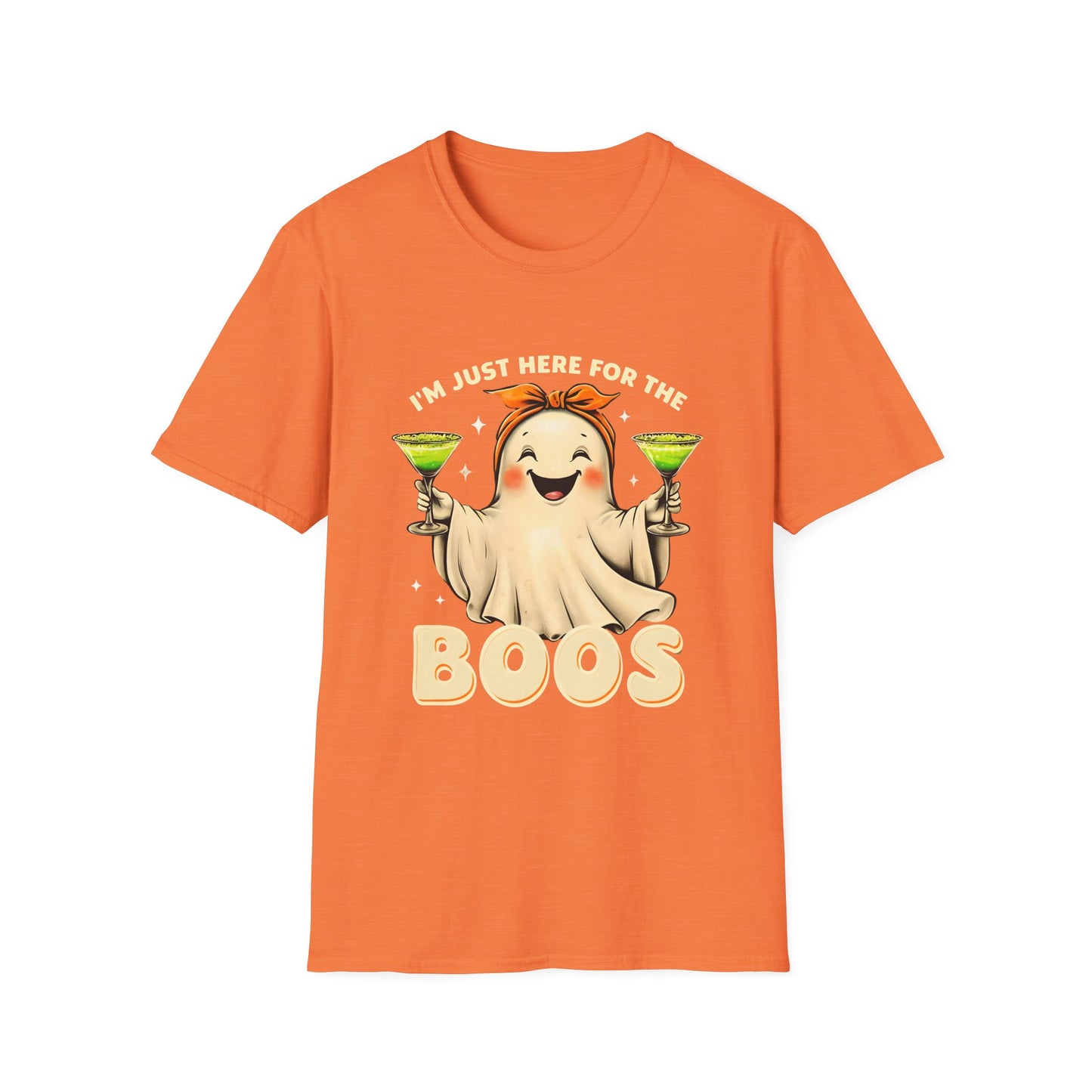I’m Just Here for the Boos T-Shirt – Funny Halloween Ghost Drinking Tee