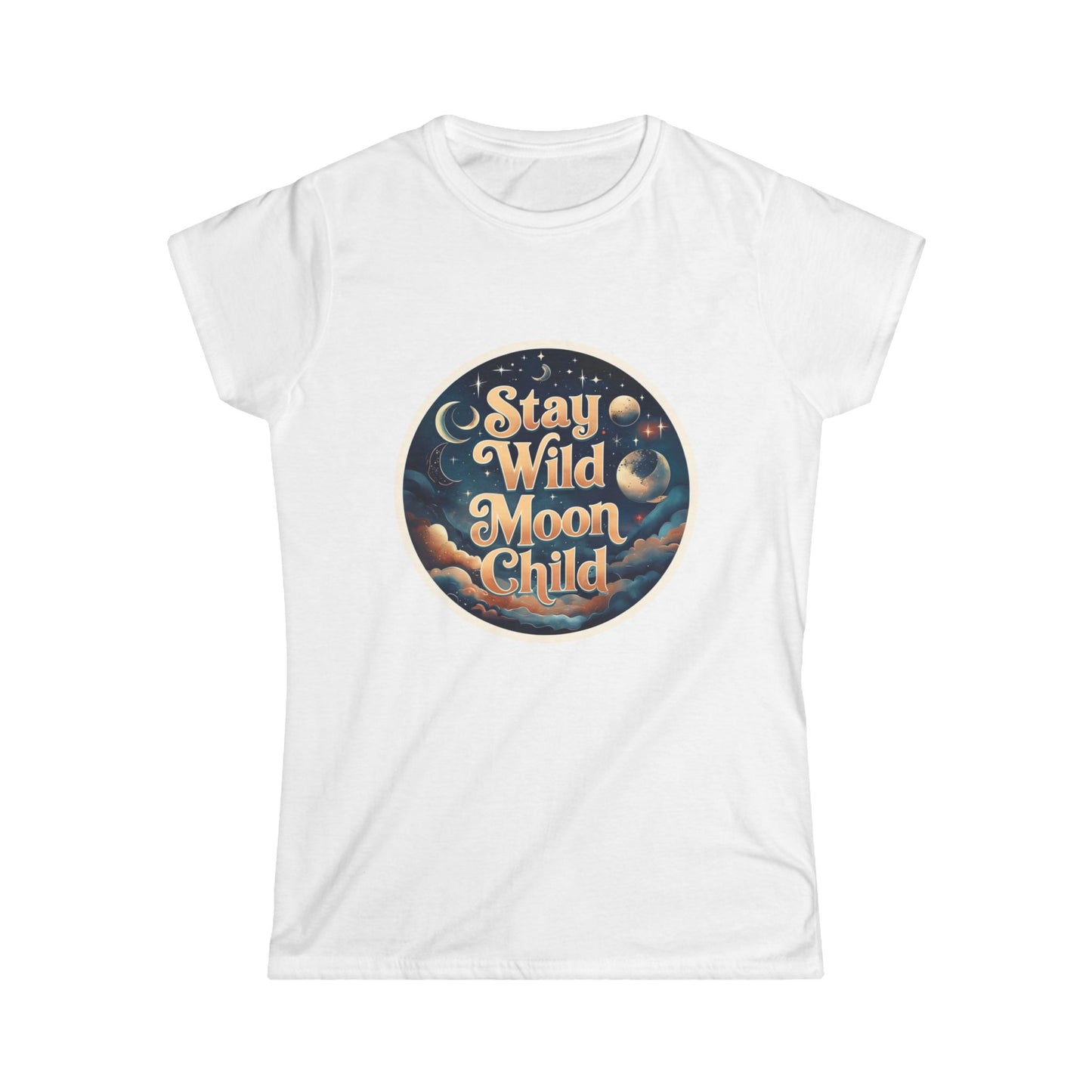 Stay Wild Moon Child T-Shirt - Retro Celestial Graphic Tee for Women, Moon Phases Shirt, Spiritual Boho Aesthetic Tee