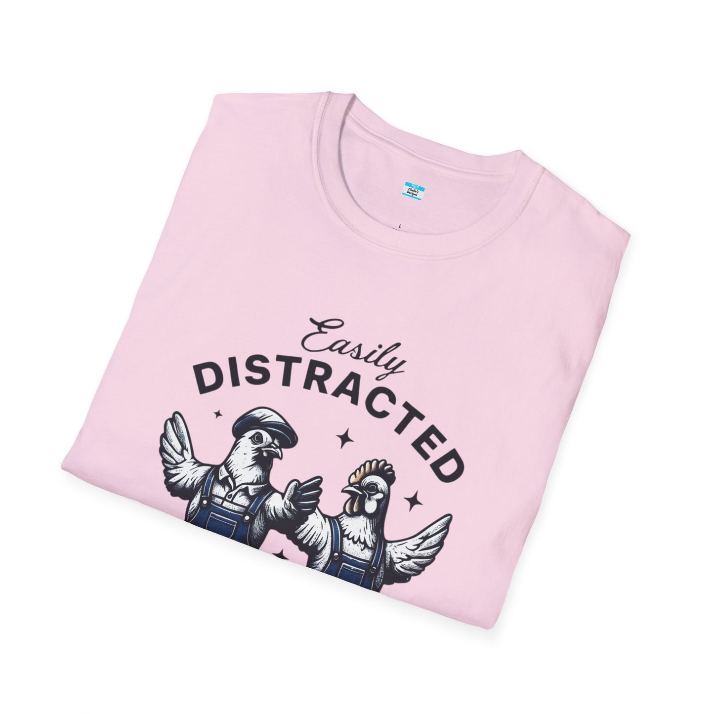 Easily Distracted by Peckers T-Shirt – Funny Chicken Graphic Tee, Farm Animal Humor Shirt
