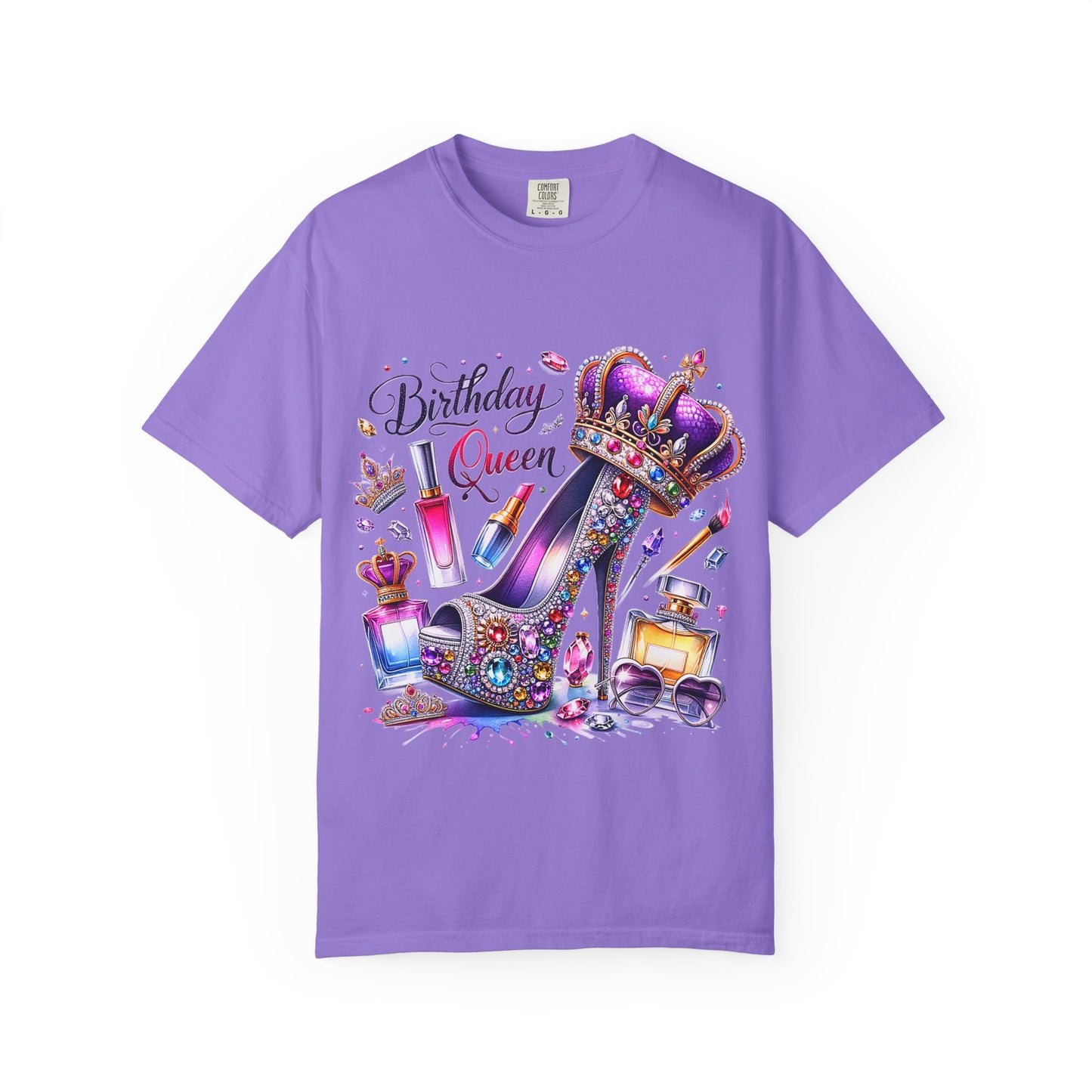 Birthday Queen T-Shirt – Glam Sparkly High Heel & Crown Birthday Outfit