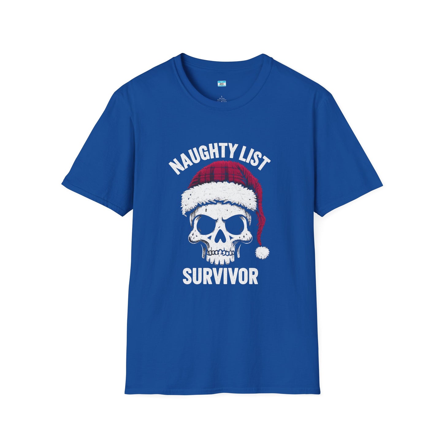 Naughty List Survivor T-Shirt β Funny Christmas Skull Santa Hat Tee
