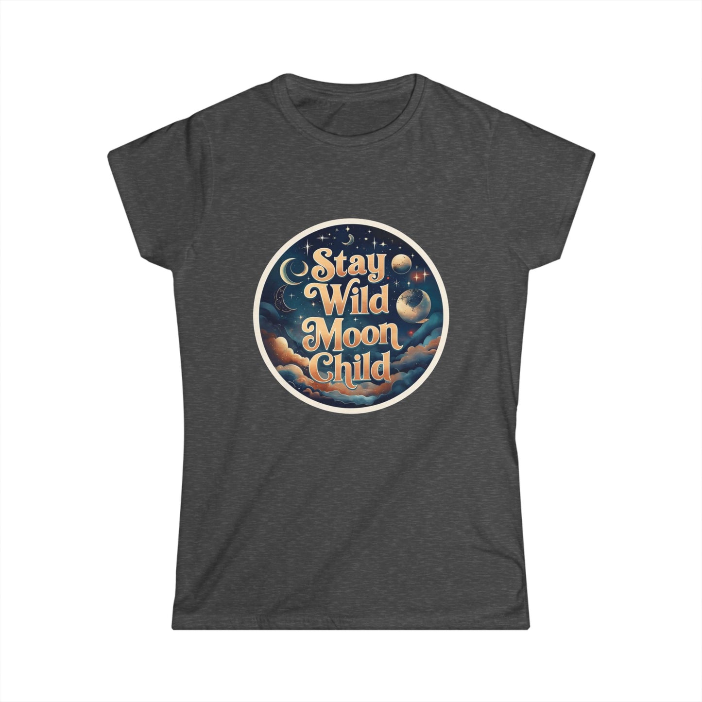 Stay Wild Moon Child T-Shirt - Retro Celestial Graphic Tee for Women, Moon Phases Shirt, Spiritual Boho Aesthetic Tee