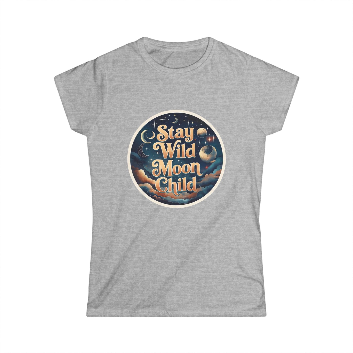 Stay Wild Moon Child T-Shirt - Retro Celestial Graphic Tee for Women, Moon Phases Shirt, Spiritual Boho Aesthetic Tee