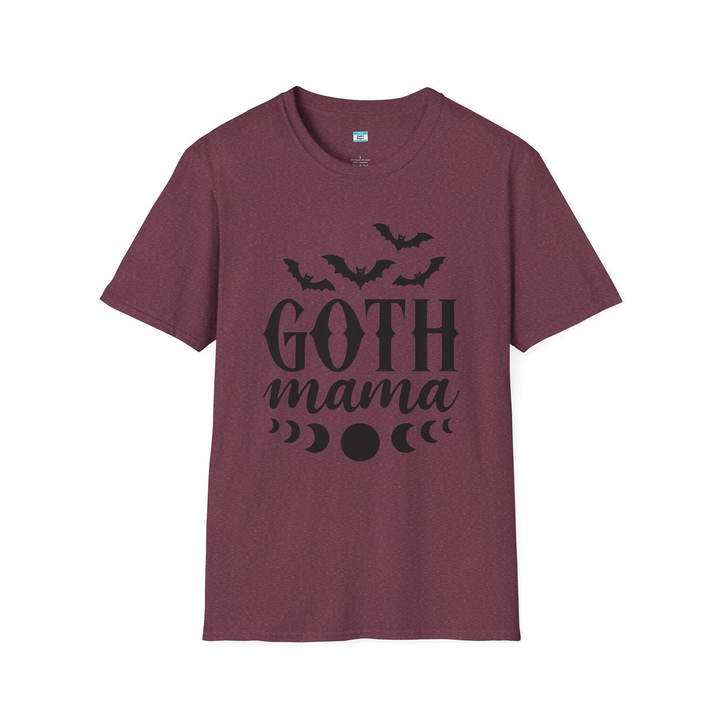 Goth Mama T-Shirt β Moon Phase & Bat Graphic Tee for Spooky Moms