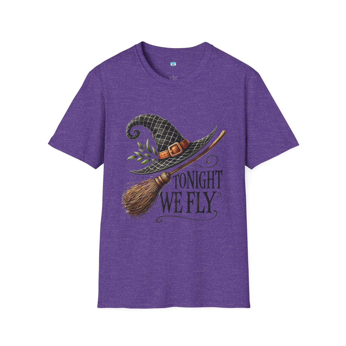 Tonight We Fly T-Shirt – Witch Hat and Broom Graphic Tee, Halloween Witchy Shirt