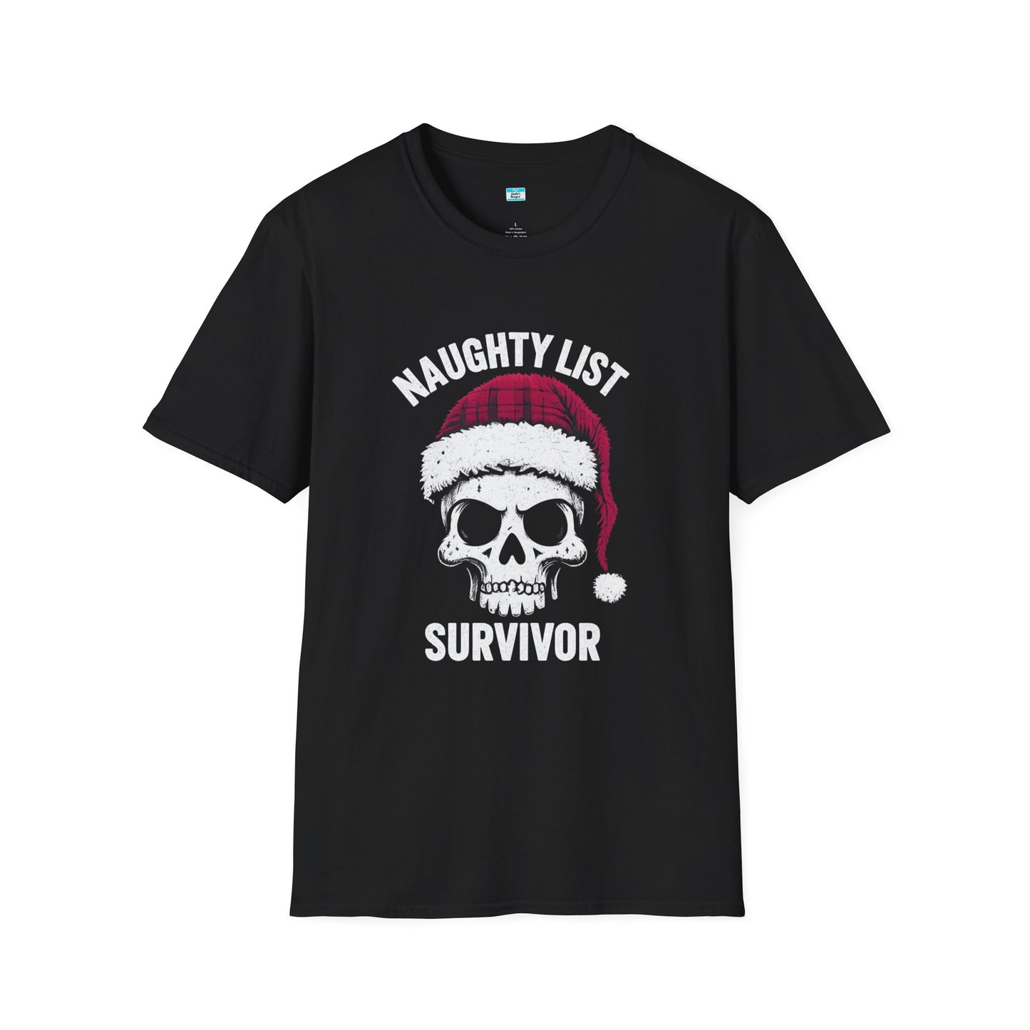 Naughty List Survivor T-Shirt β Funny Christmas Skull Santa Hat Tee