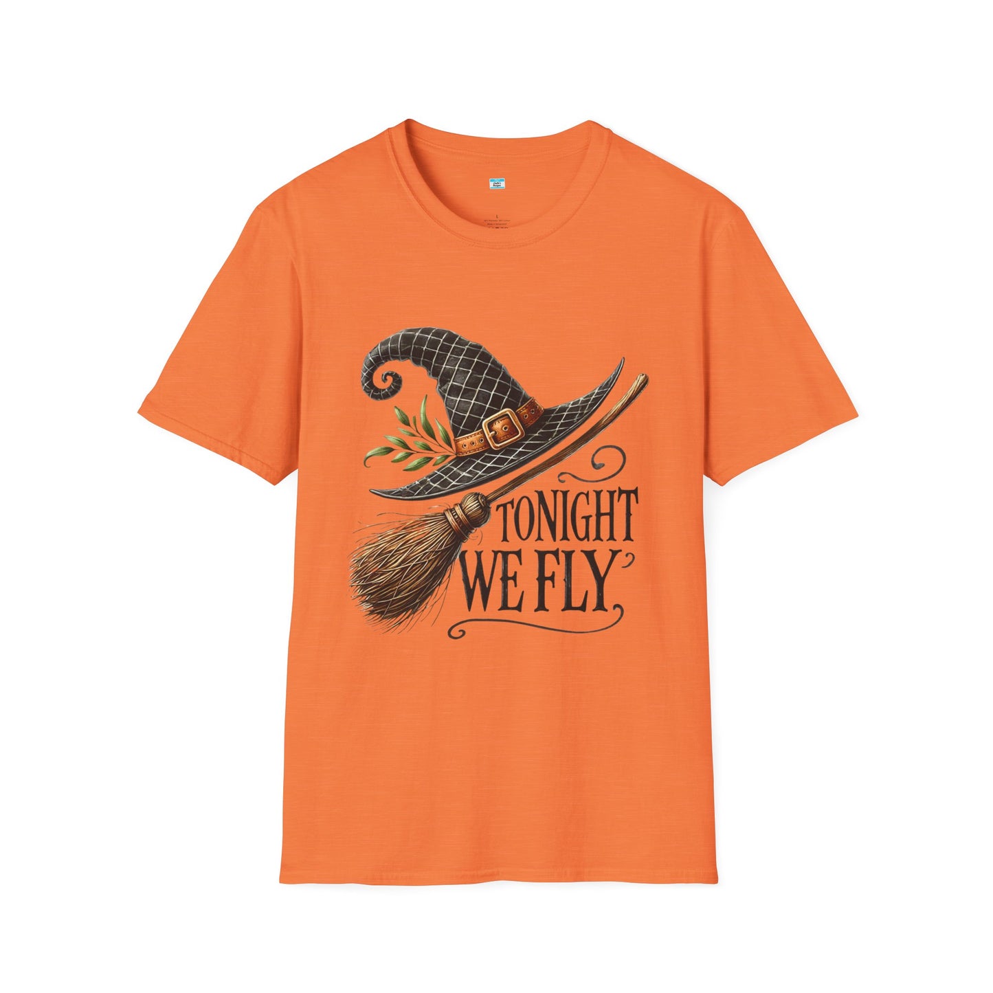 Tonight We Fly T-Shirt – Witch Hat and Broom Graphic Tee, Halloween Witchy Shirt