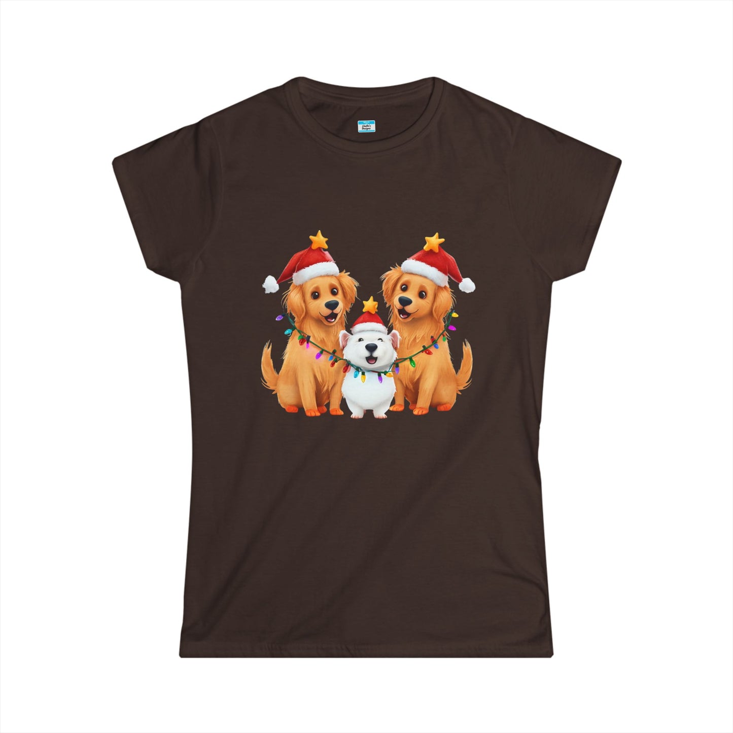 Christmas Dogs T-Shirt β Cute Santa Hat & Holiday Lights Puppy Tee
