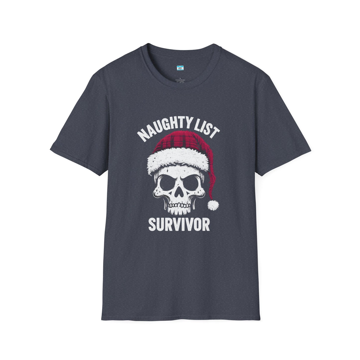 Naughty List Survivor T-Shirt β Funny Christmas Skull Santa Hat Tee