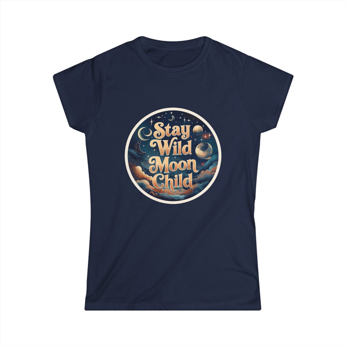 Stay Wild Moon Child T-Shirt - Retro Celestial Graphic Tee for Women, Moon Phases Shirt, Spiritual Boho Aesthetic Tee
