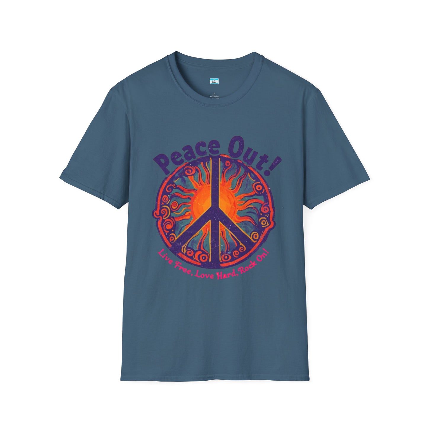 Peace Out! T-Shirt – Psychedelic Sun & Peace Sign Retro Rock Tee