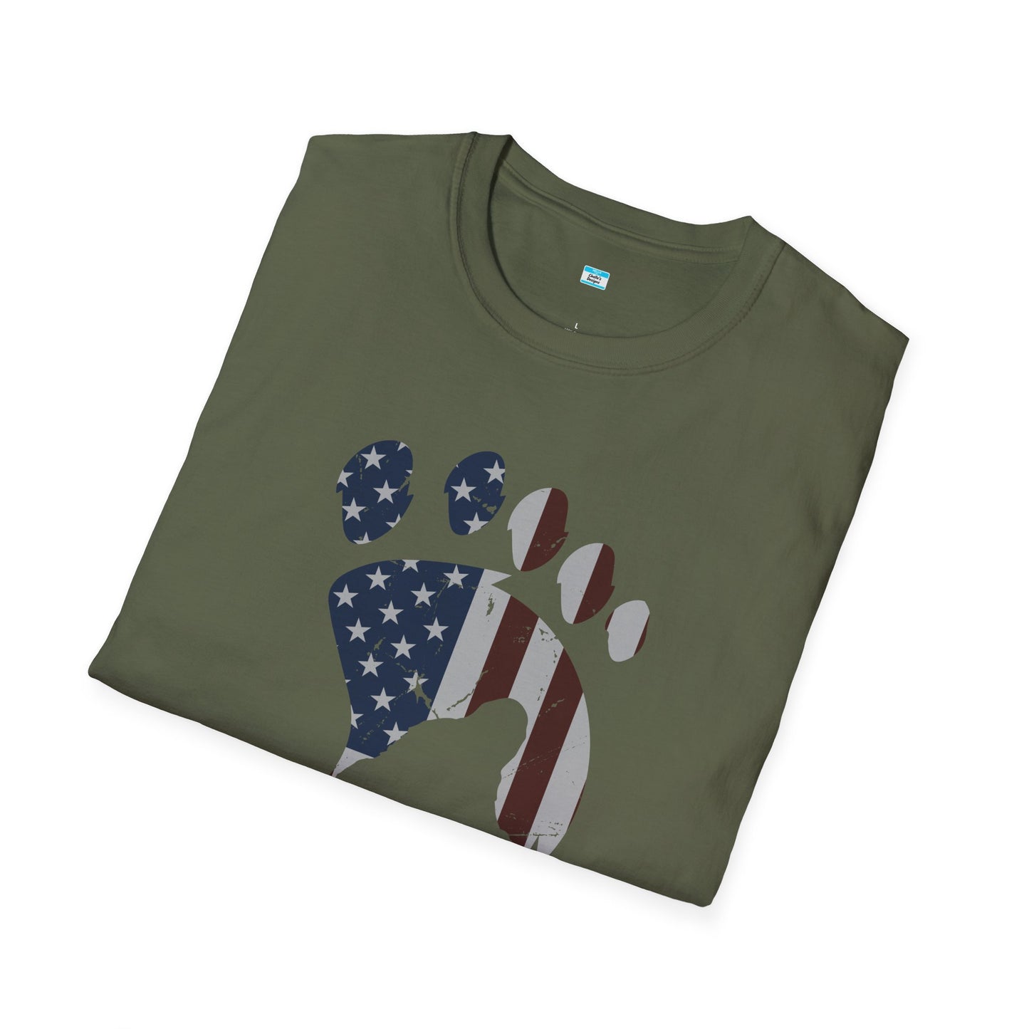 Patriotic Bigfoot Footprint T-Shirt, American Flag Sasquatch USA Tee