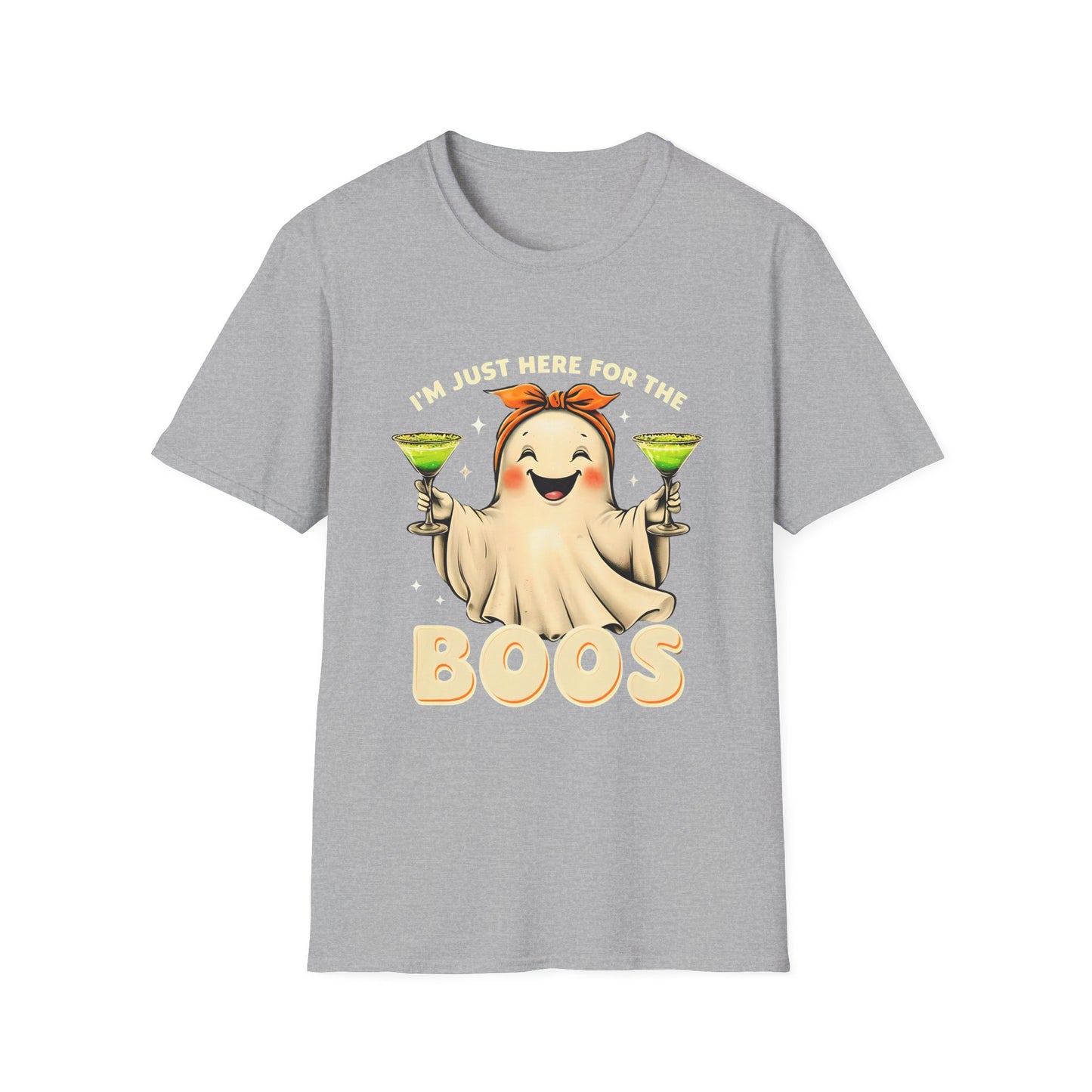I’m Just Here for the Boos T-Shirt – Funny Halloween Ghost Drinking Tee