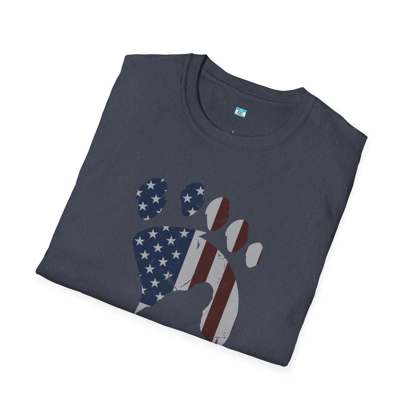 Patriotic Bigfoot Footprint T-Shirt, American Flag Sasquatch USA Tee