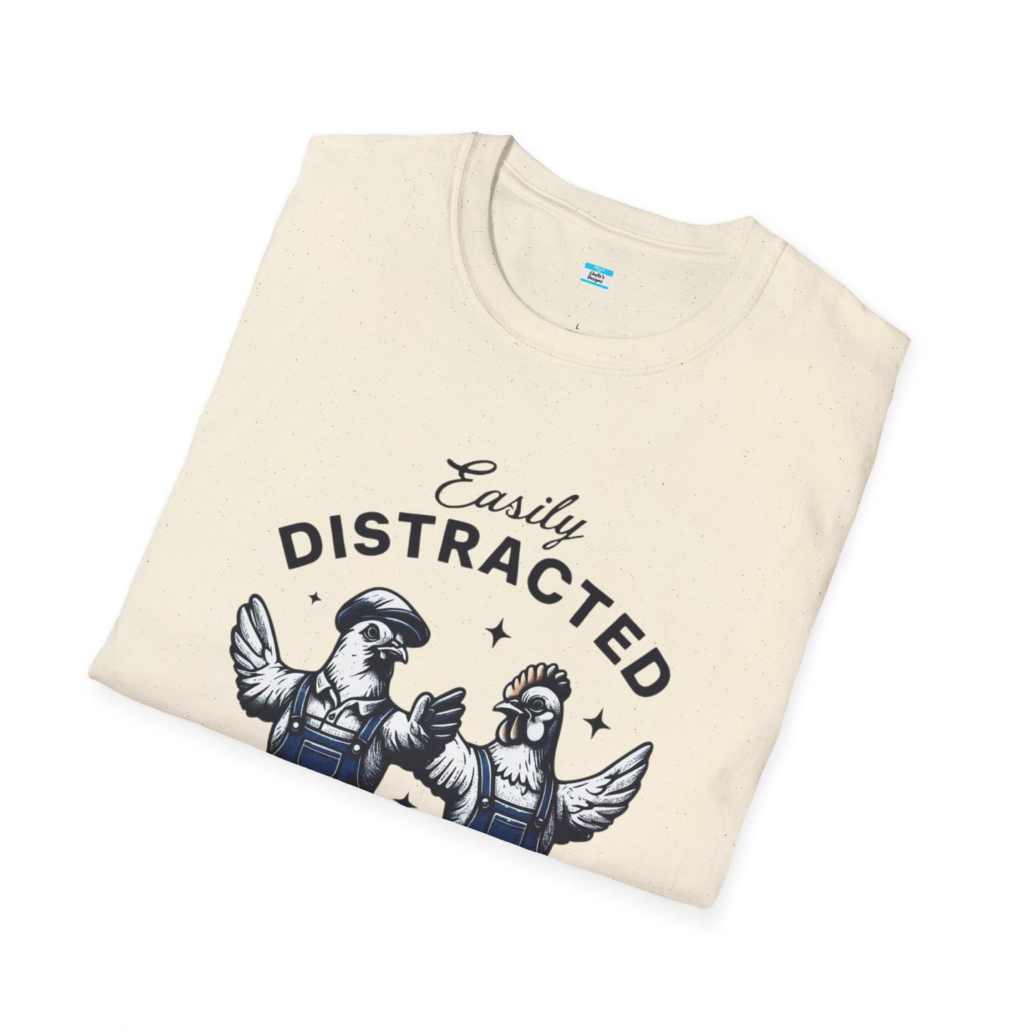 Easily Distracted by Peckers T-Shirt – Funny Chicken Graphic Tee, Farm Animal Humor Shirt