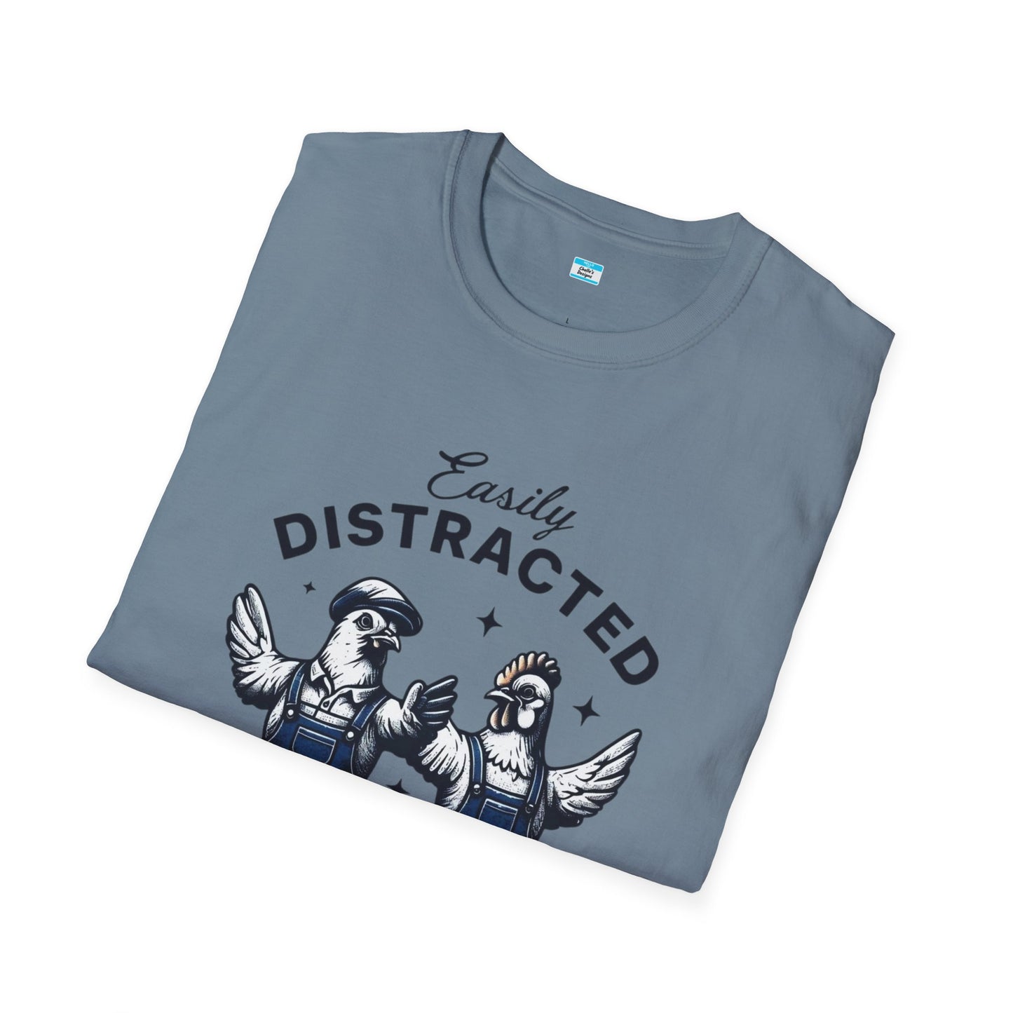 Easily Distracted by Peckers T-Shirt – Funny Chicken Graphic Tee, Farm Animal Humor Shirt