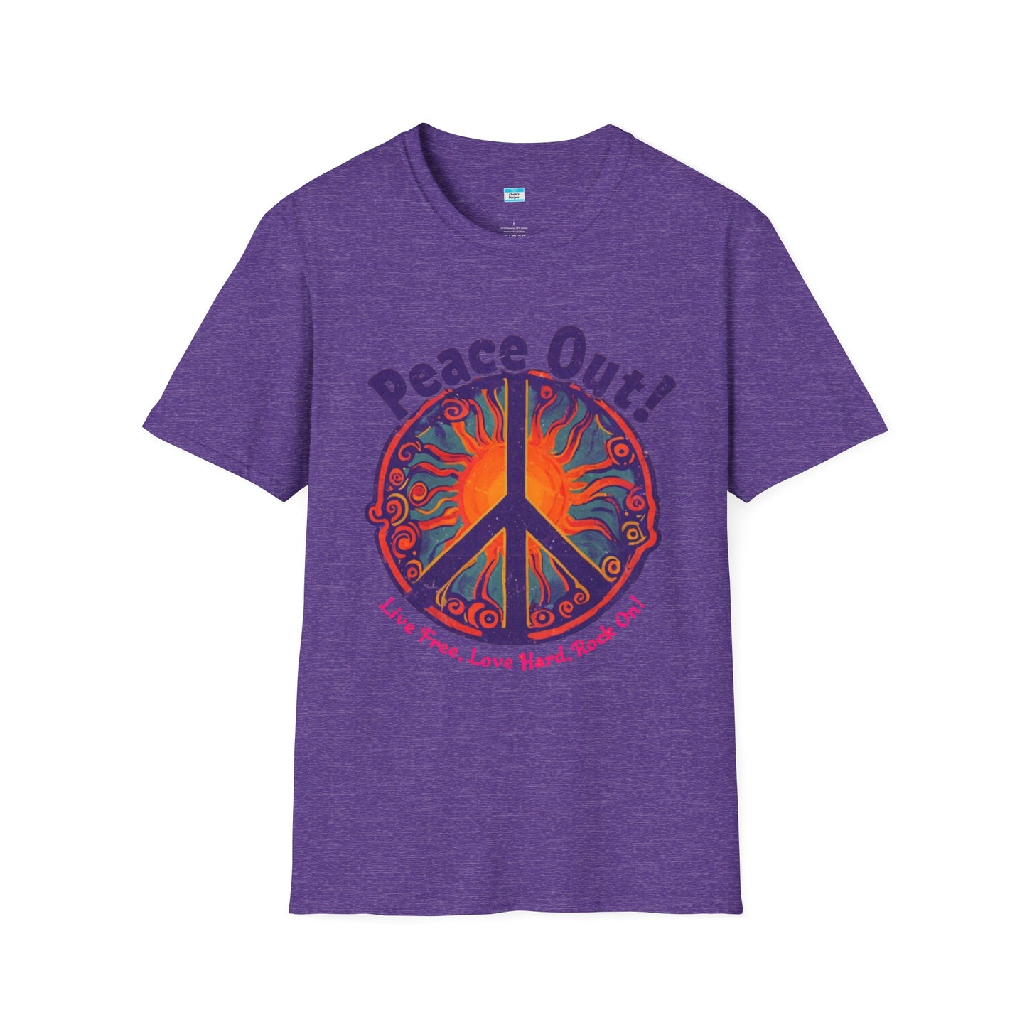 Peace Out! T-Shirt – Psychedelic Sun & Peace Sign Retro Rock Tee