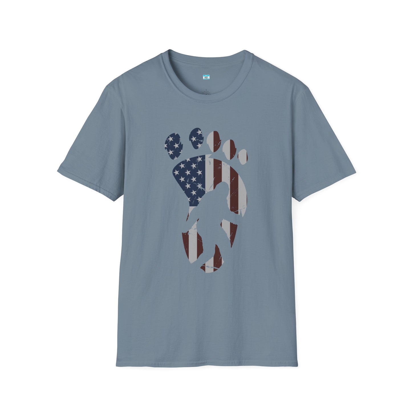 Patriotic Bigfoot Footprint T-Shirt, American Flag Sasquatch USA Tee