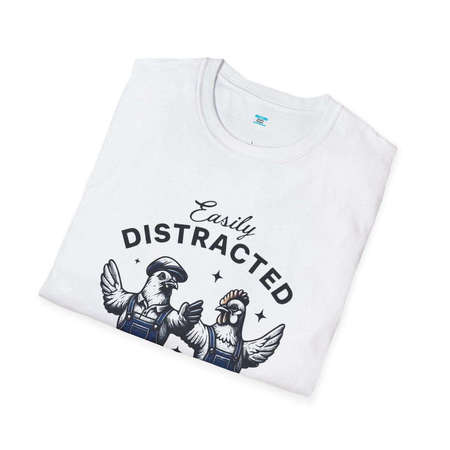 Easily Distracted by Peckers T-Shirt – Funny Chicken Graphic Tee, Farm Animal Humor Shirt