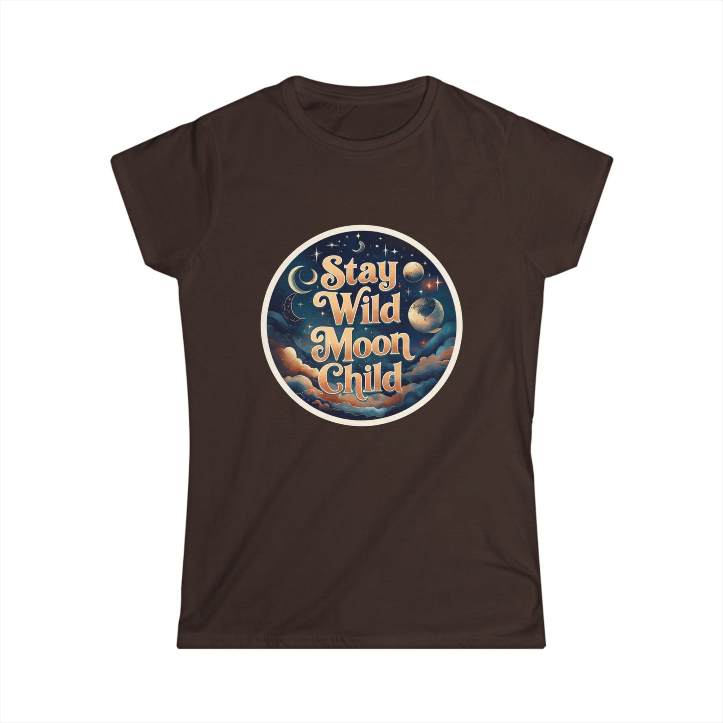 Stay Wild Moon Child T-Shirt - Retro Celestial Graphic Tee for Women, Moon Phases Shirt, Spiritual Boho Aesthetic Tee
