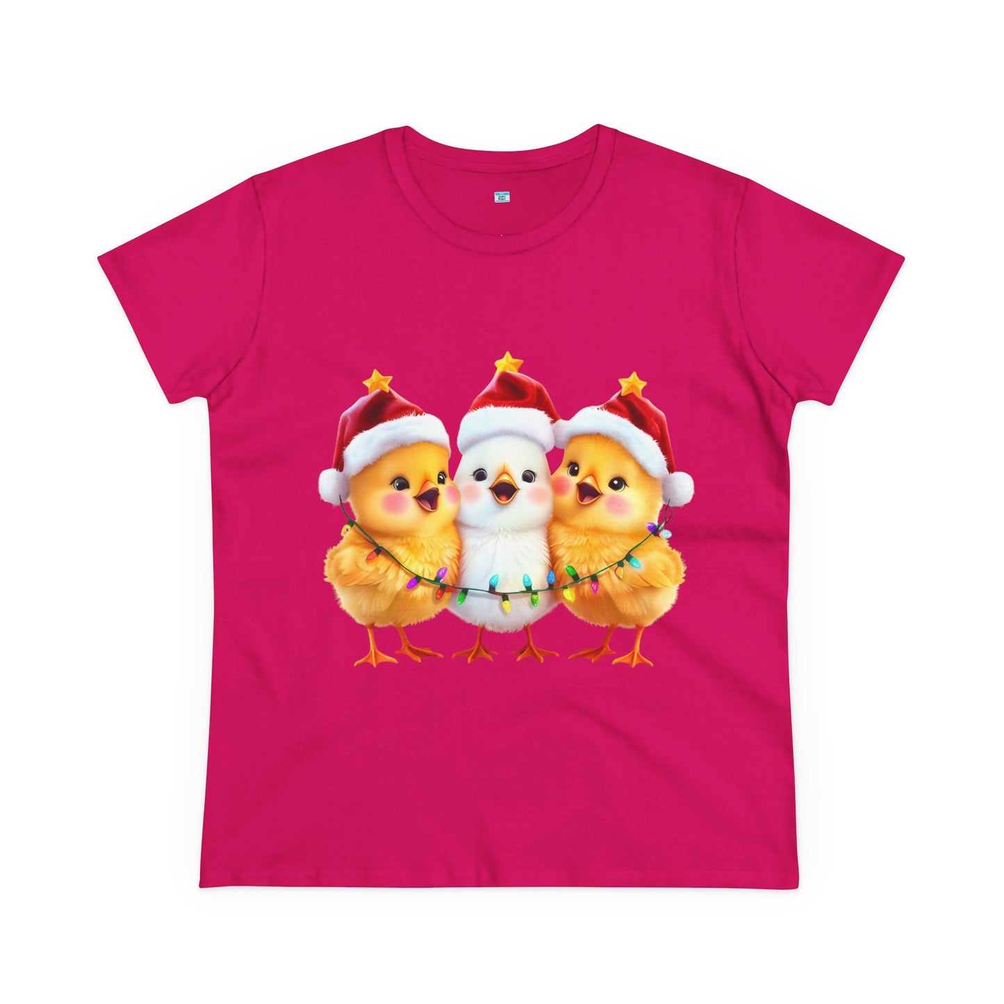 Christmas Chicks T-Shirt β Cute Santa Hat & Holiday Lights Farm Animal Tee