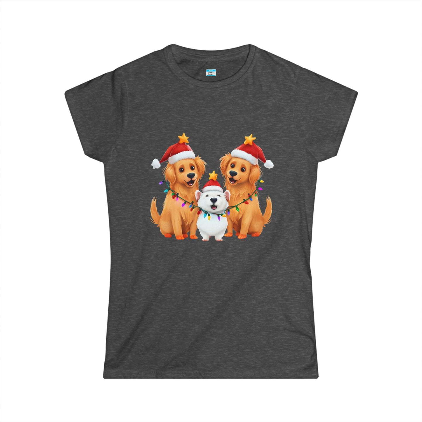 Christmas Dogs T-Shirt β Cute Santa Hat & Holiday Lights Puppy Tee