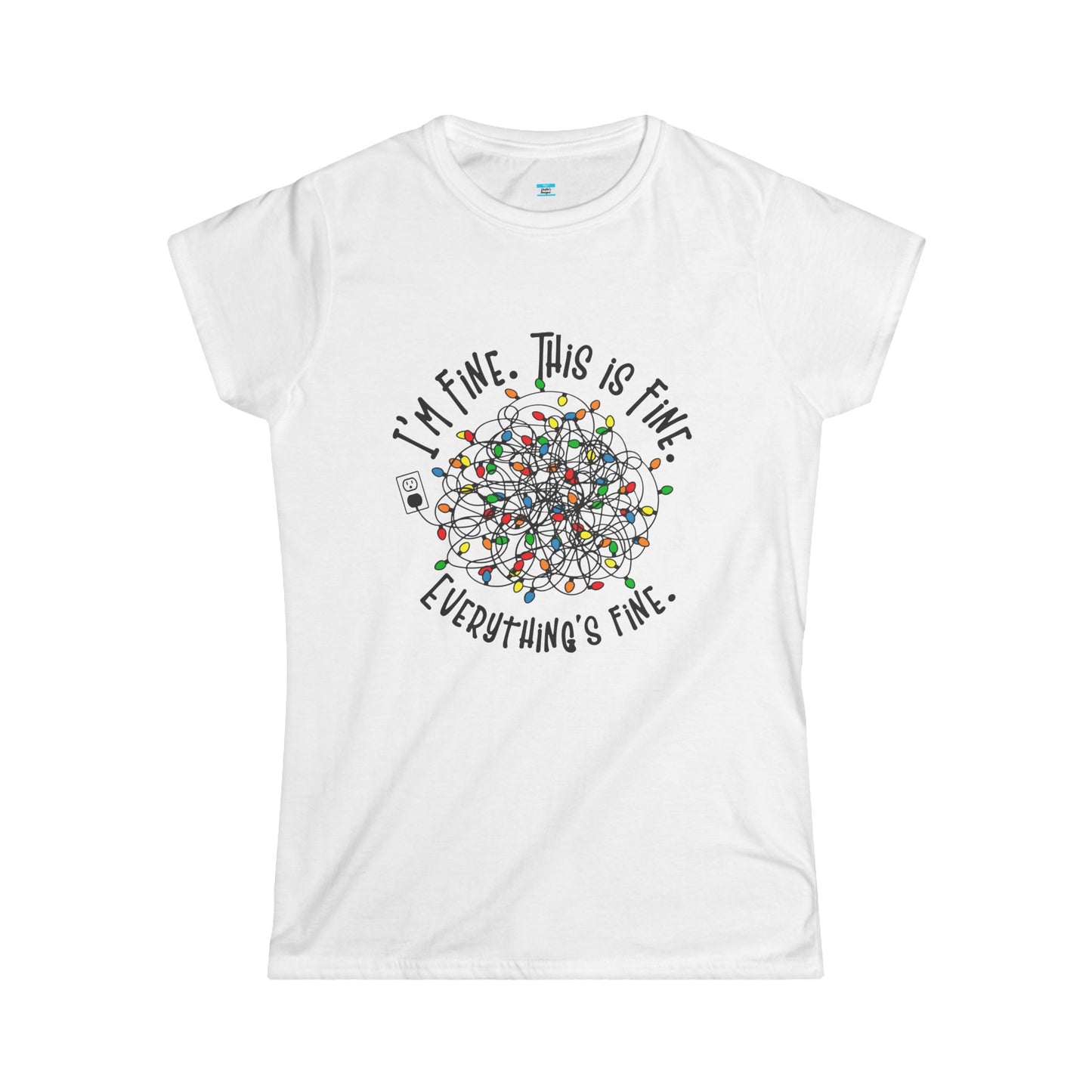 I’m Fine This Is Fine Everything’s Fine T-Shirt – Funny Tangled Christmas Lights Tee