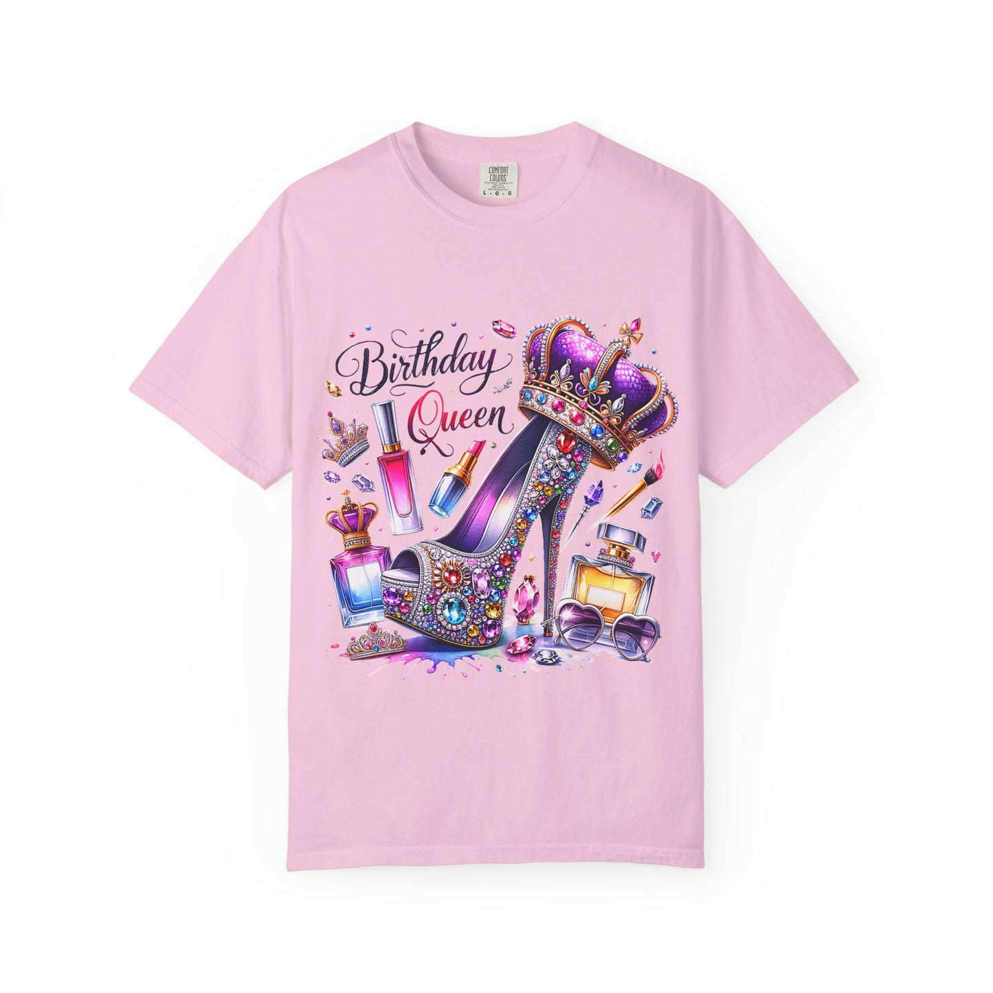Birthday Queen T-Shirt – Glam Sparkly High Heel & Crown Birthday Outfit