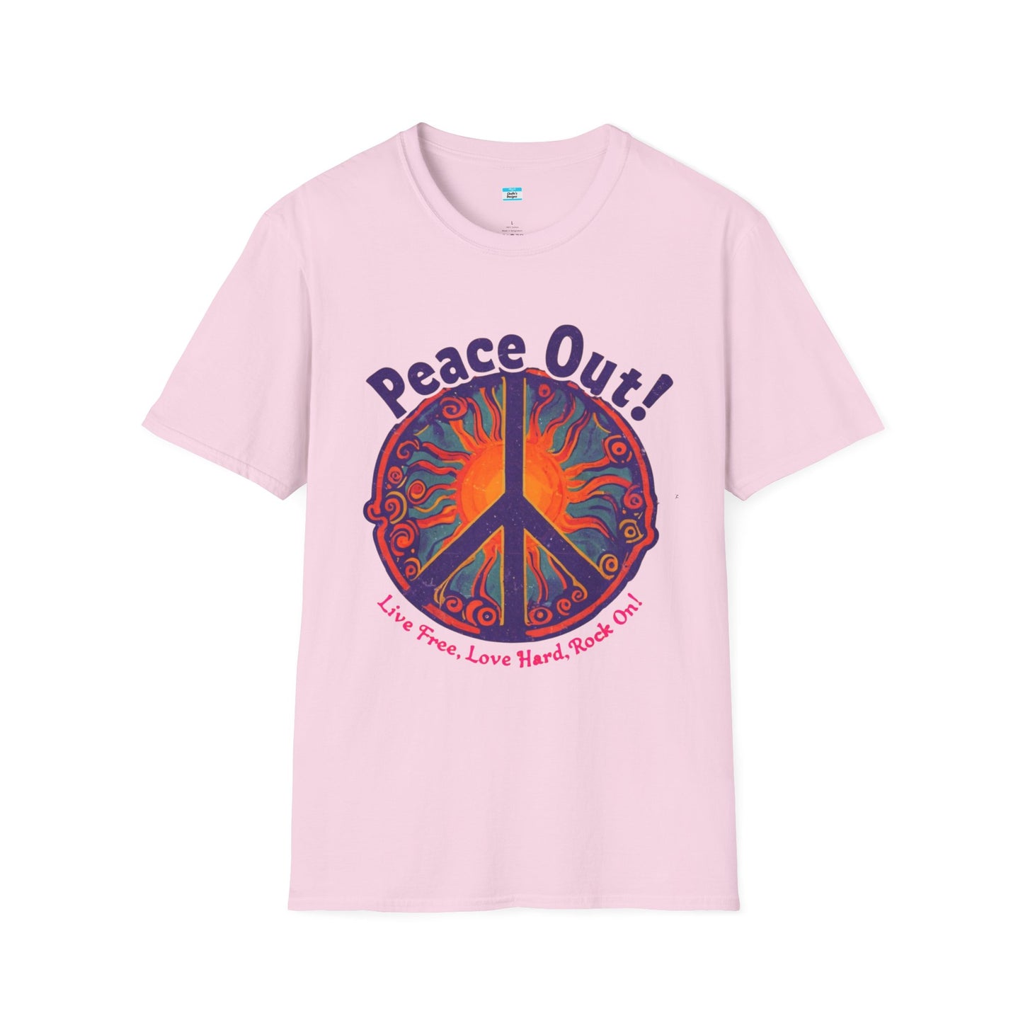 Peace Out! T-Shirt – Psychedelic Sun & Peace Sign Retro Rock Tee