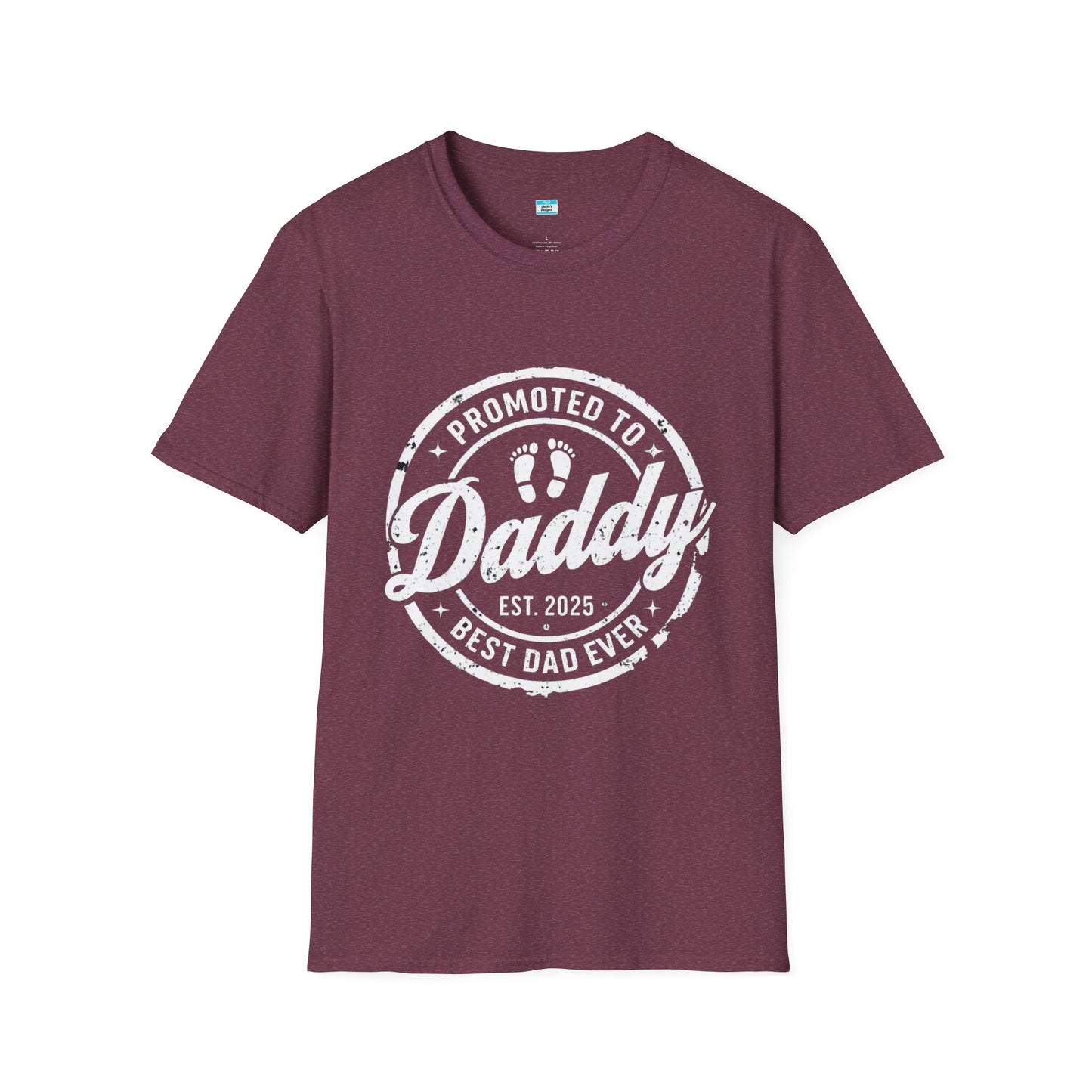 Promoted to Daddy Est. 2025 T-Shirt – New Dad Gift, First Father’s Day Tee, Best Dad Ever Shirt