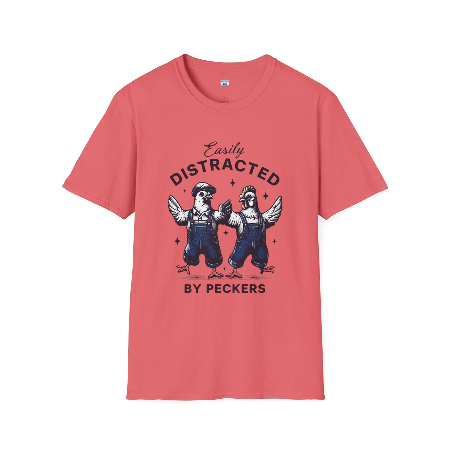 Easily Distracted by Peckers T-Shirt – Funny Chicken Graphic Tee, Farm Animal Humor Shirt