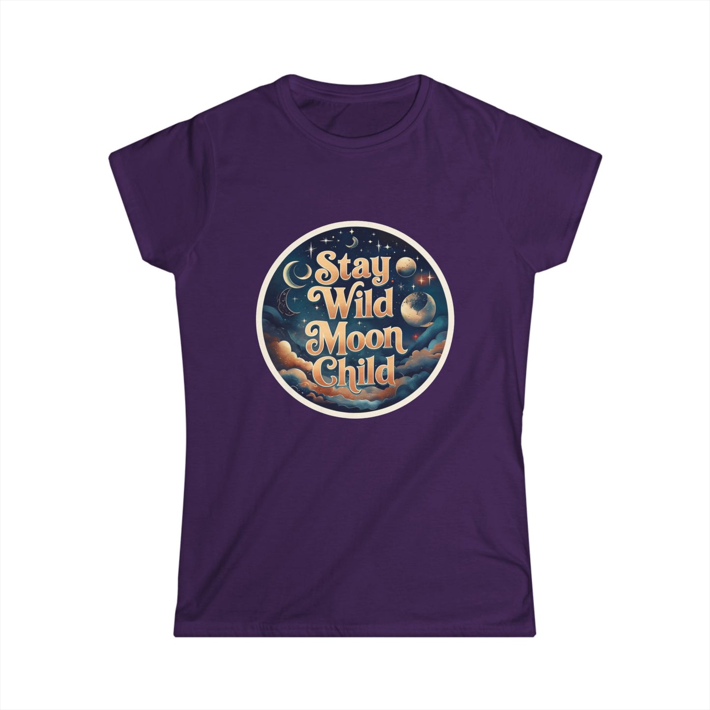 Stay Wild Moon Child T-Shirt - Retro Celestial Graphic Tee for Women, Moon Phases Shirt, Spiritual Boho Aesthetic Tee