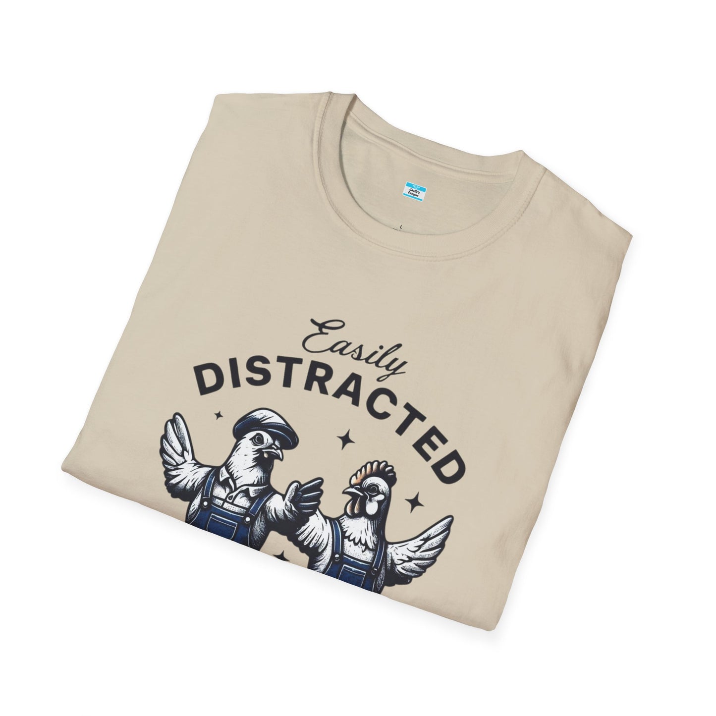 Easily Distracted by Peckers T-Shirt – Funny Chicken Graphic Tee, Farm Animal Humor Shirt