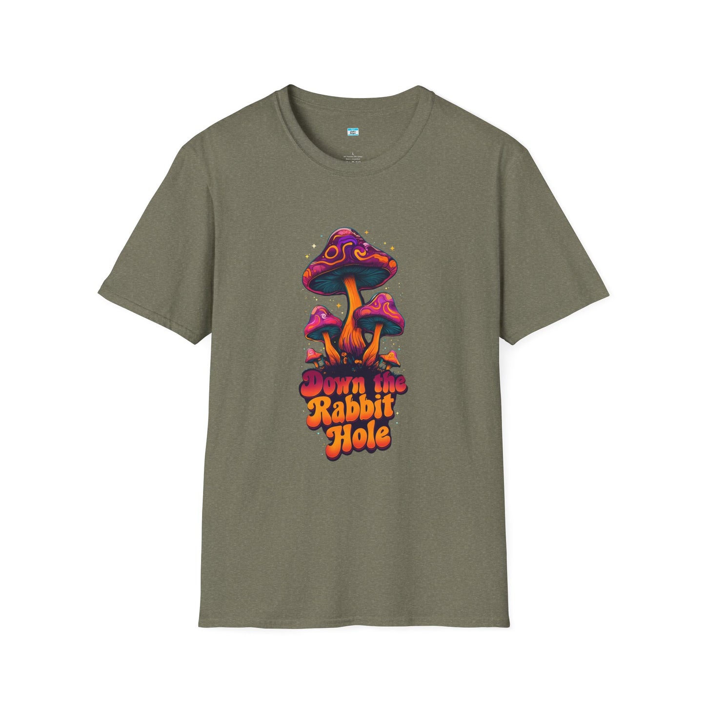 Down the Rabbit Hole T-Shirt – Trippy Psychedelic Mushroom Graphic Tee