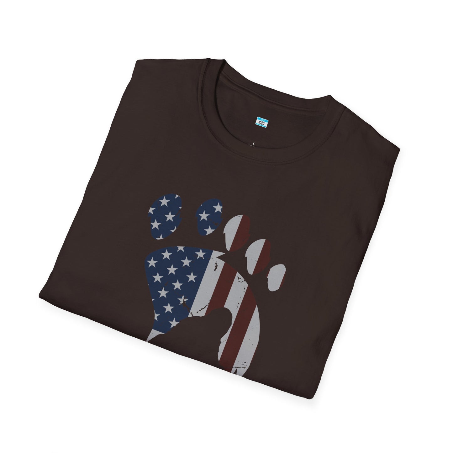 Patriotic Bigfoot Footprint T-Shirt, American Flag Sasquatch USA Tee