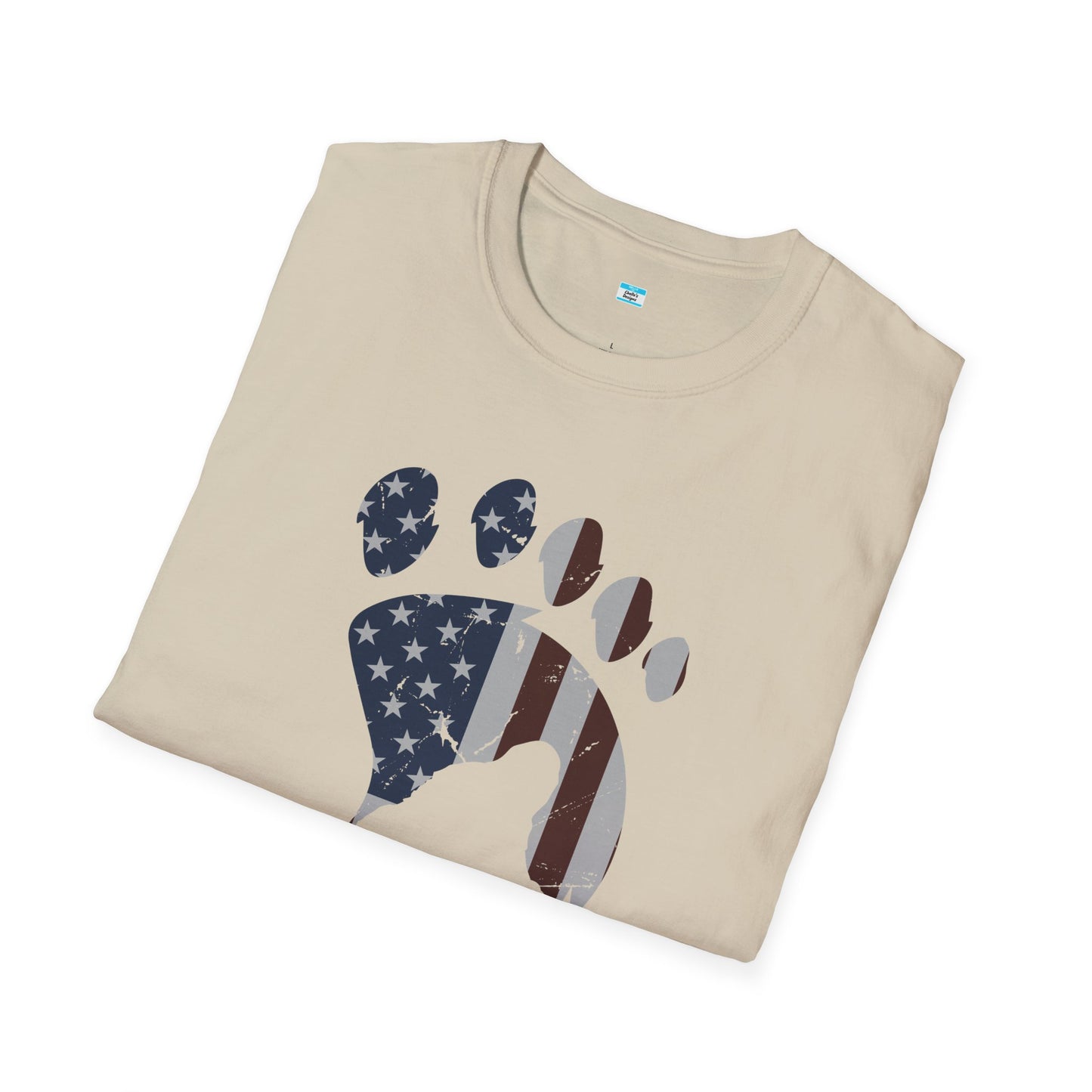 Patriotic Bigfoot Footprint T-Shirt, American Flag Sasquatch USA Tee