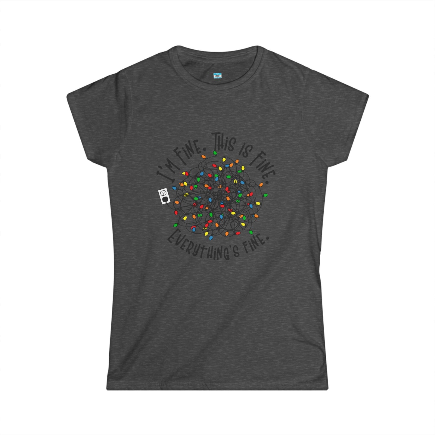I’m Fine This Is Fine Everything’s Fine T-Shirt – Funny Tangled Christmas Lights Tee